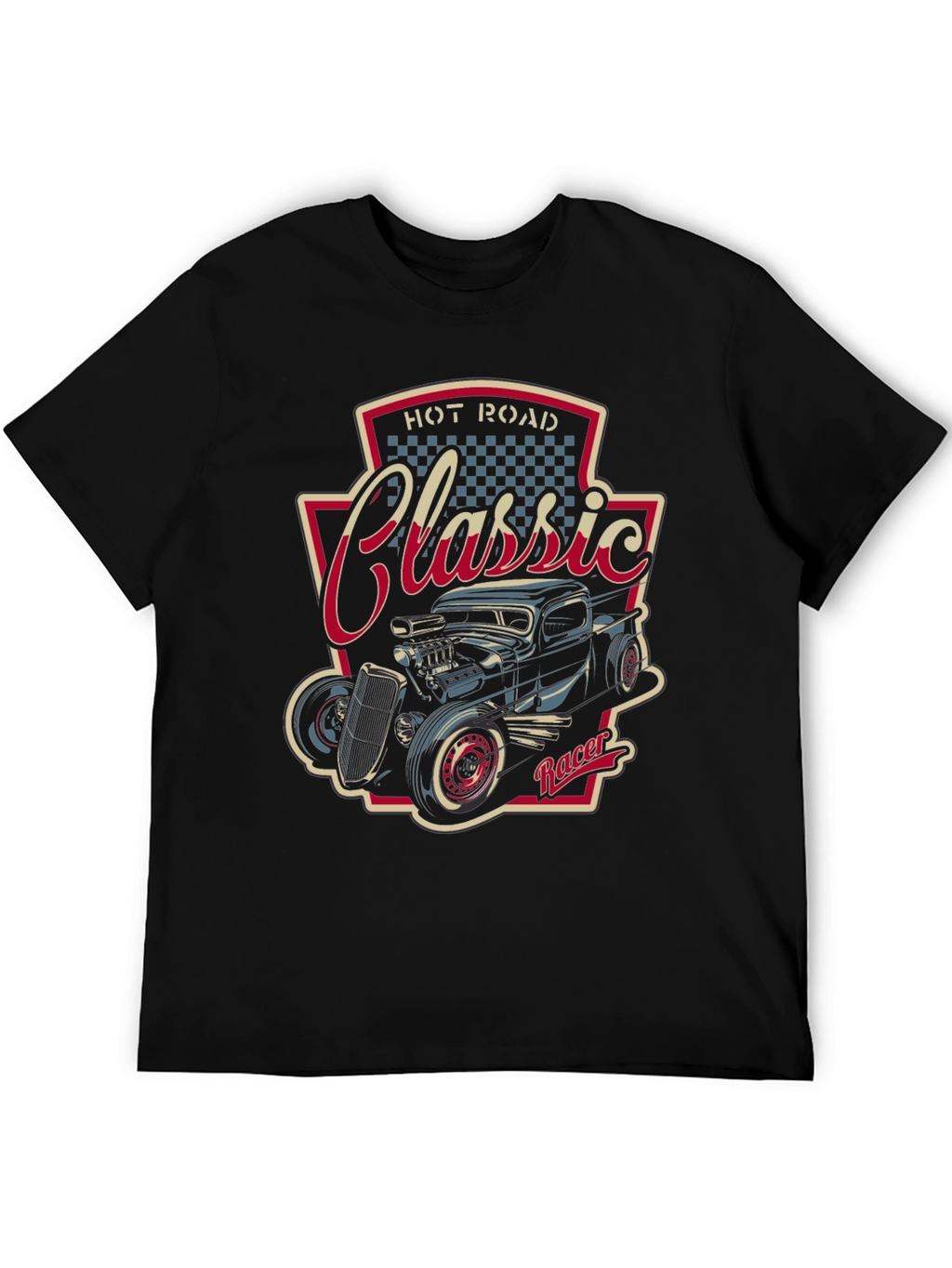 Camiseta Negra Clásica Hot Rod Racer