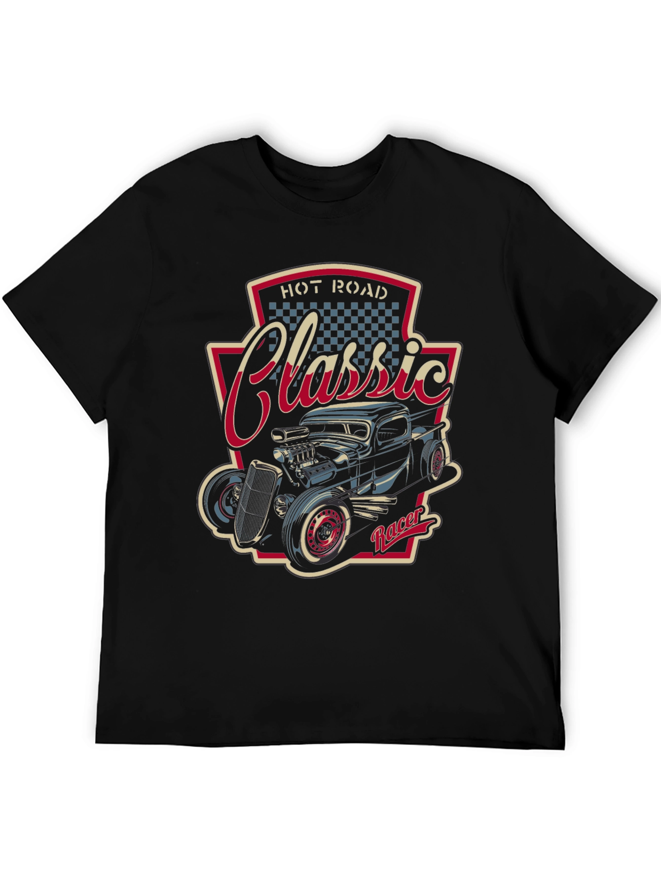 Camiseta Negra Clásica Hot Rod Racer