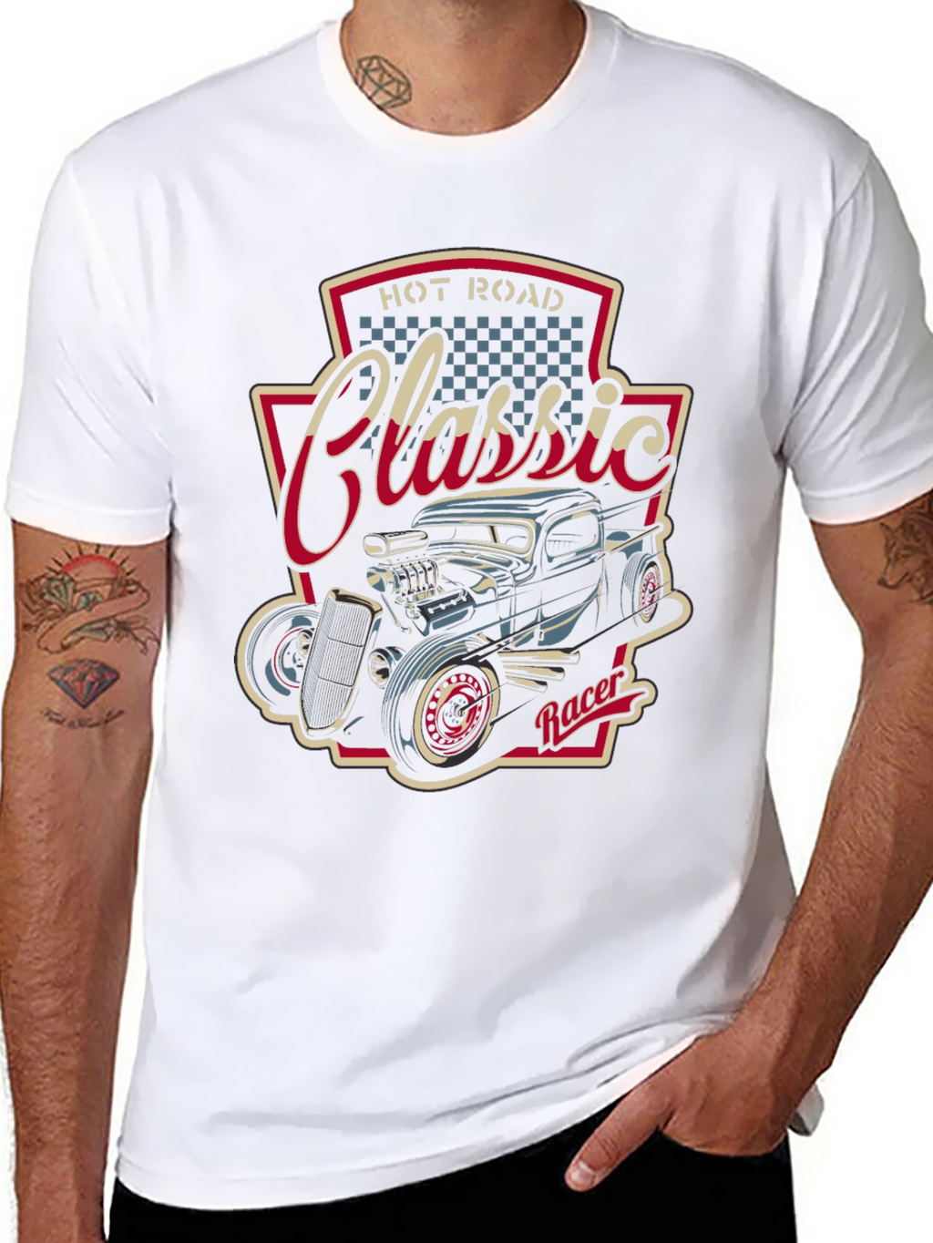 Camiseta Negra Clásica Hot Rod Racer