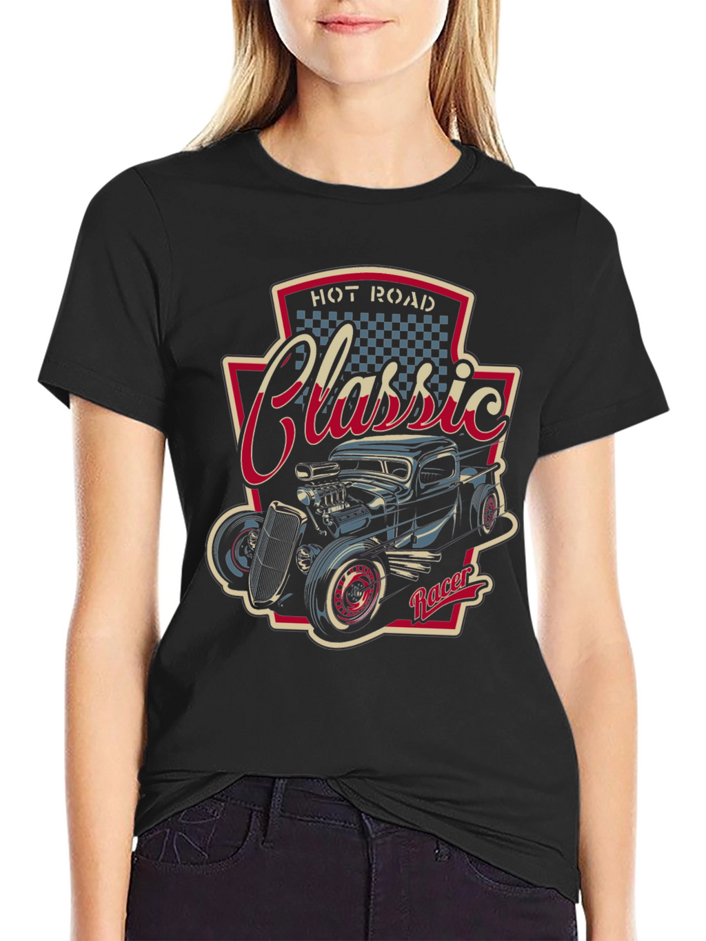 Camiseta Negra Clásica Hot Rod Racer