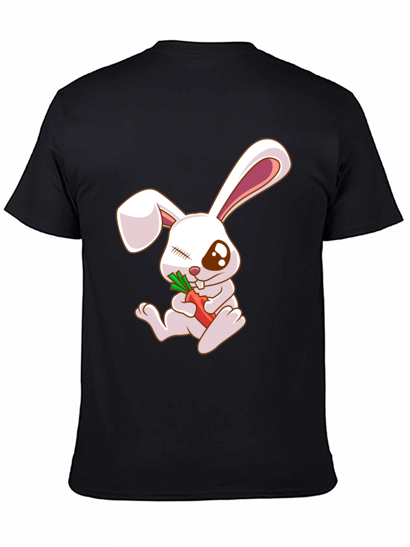 Camiseta Negra con Conejo y Zanahoria