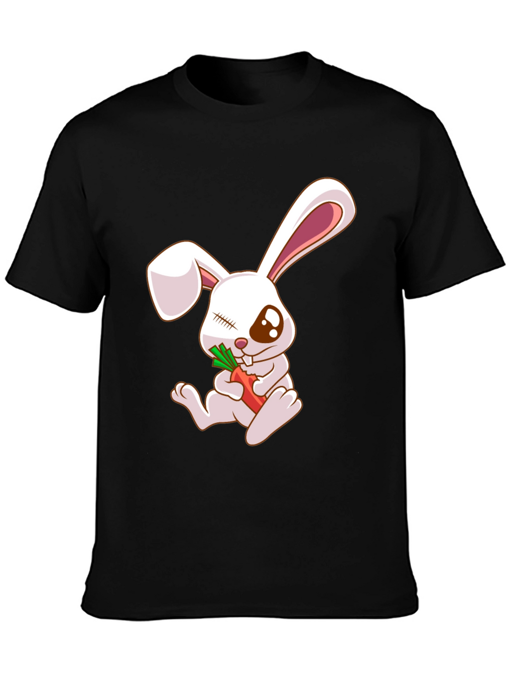 Camiseta Negra con Conejo y Zanahoria