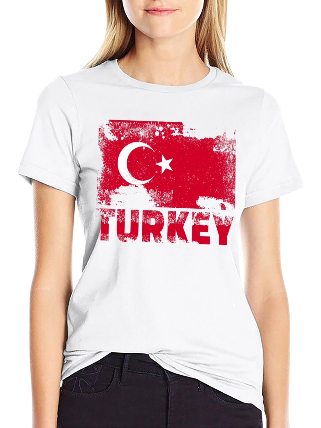 Camiseta Negra con Diseño de Bandera Turca