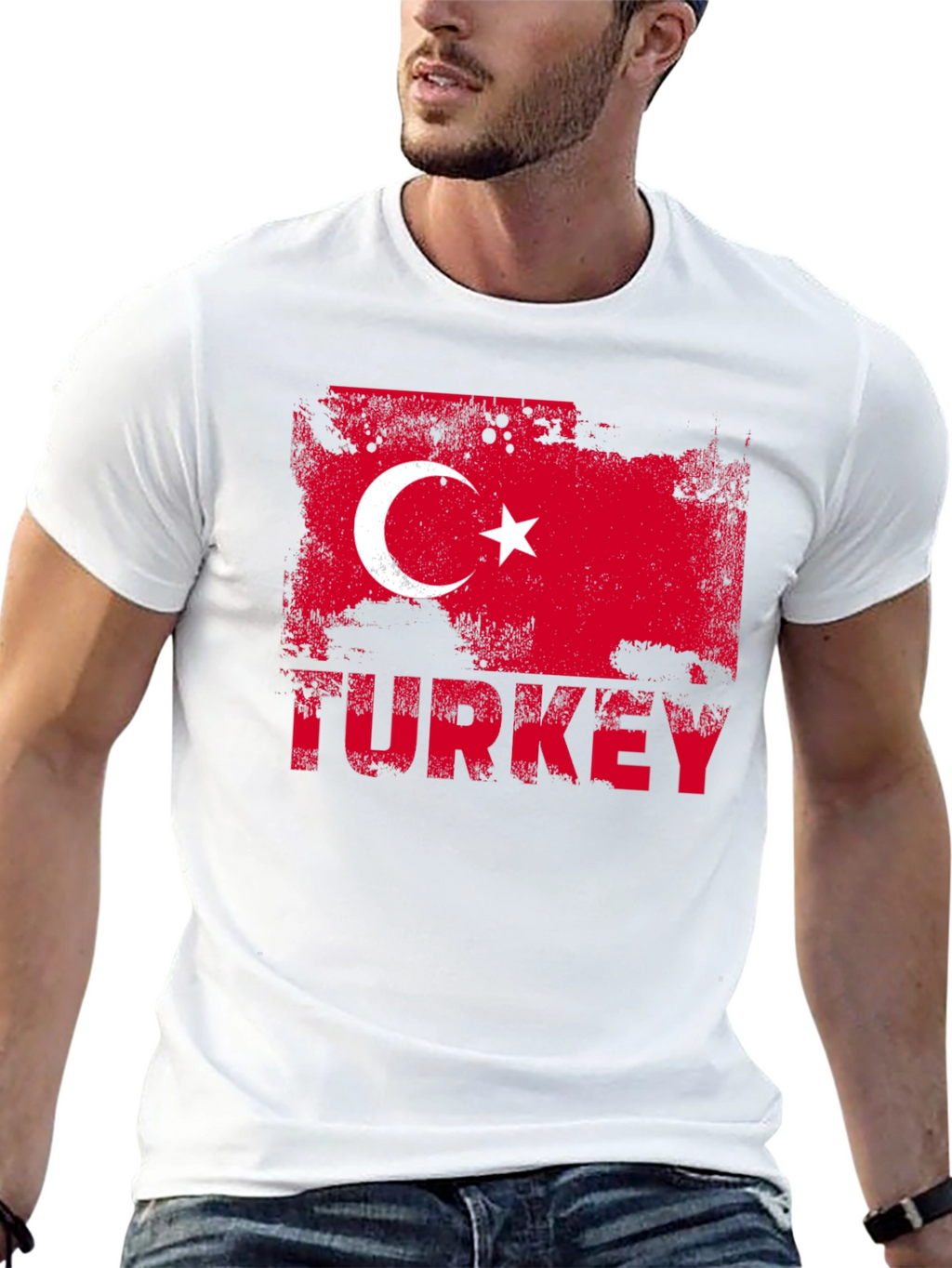 Camiseta Negra con Diseño de Bandera Turca