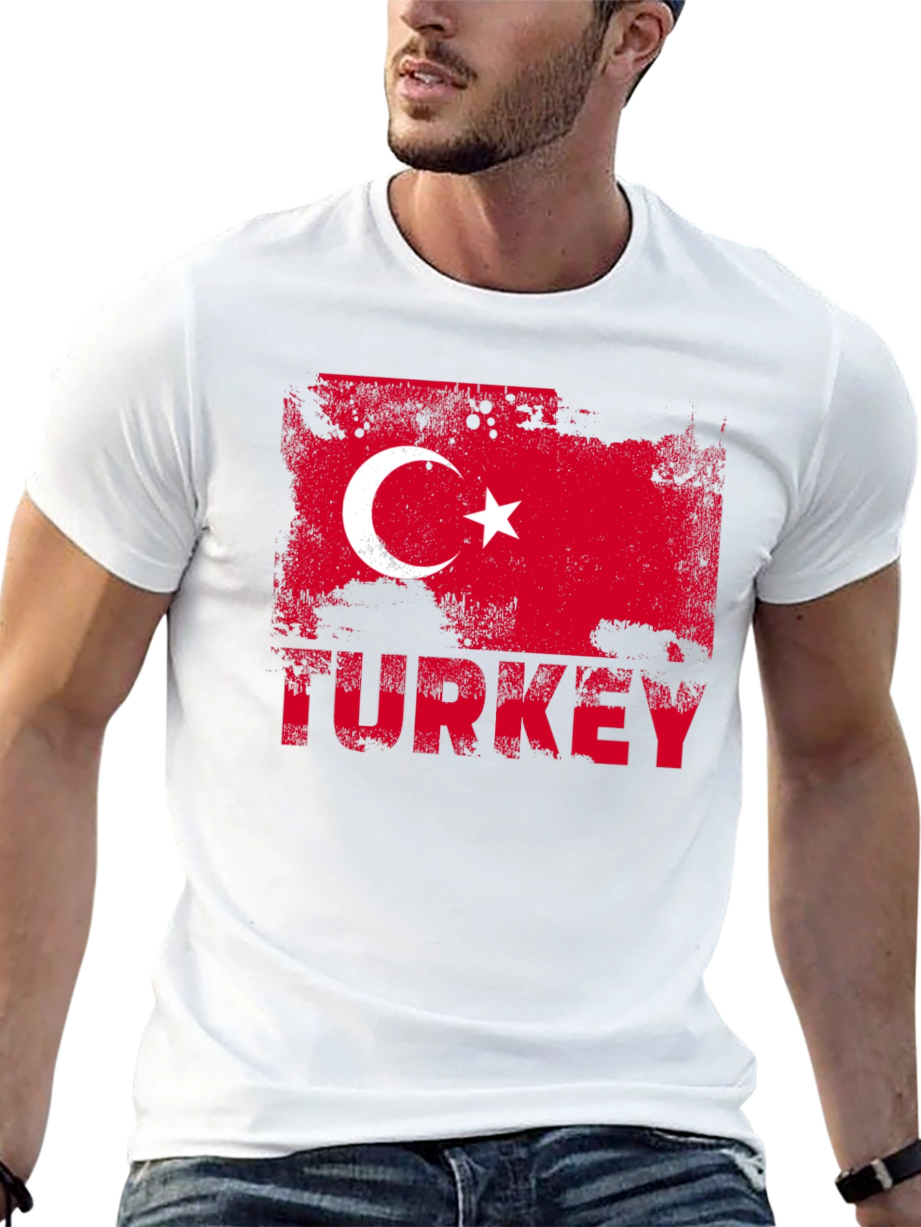 Camiseta Negra con Diseño de Bandera Turca