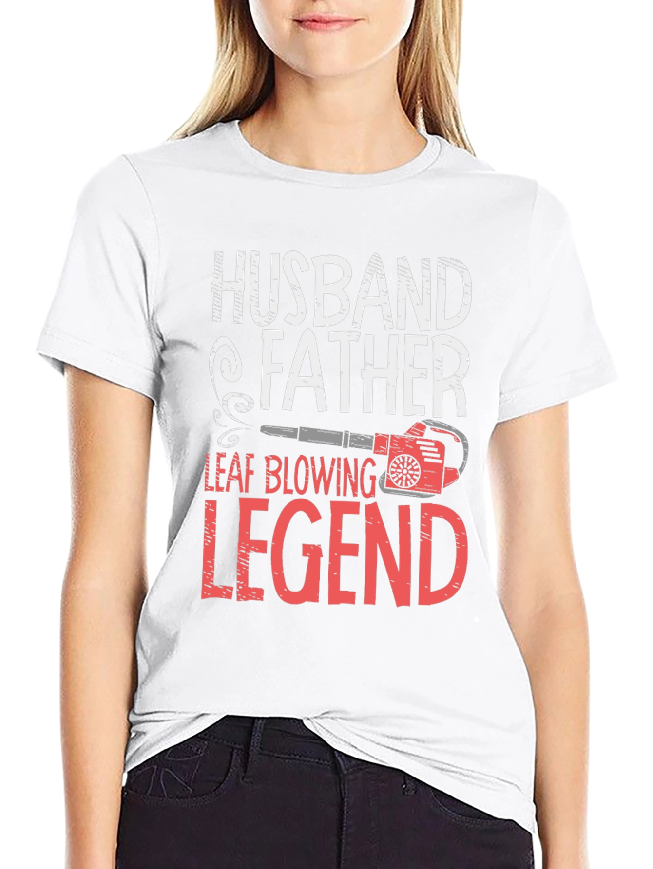 Camiseta Hombre: Husband Father Leaf Blowing Legend