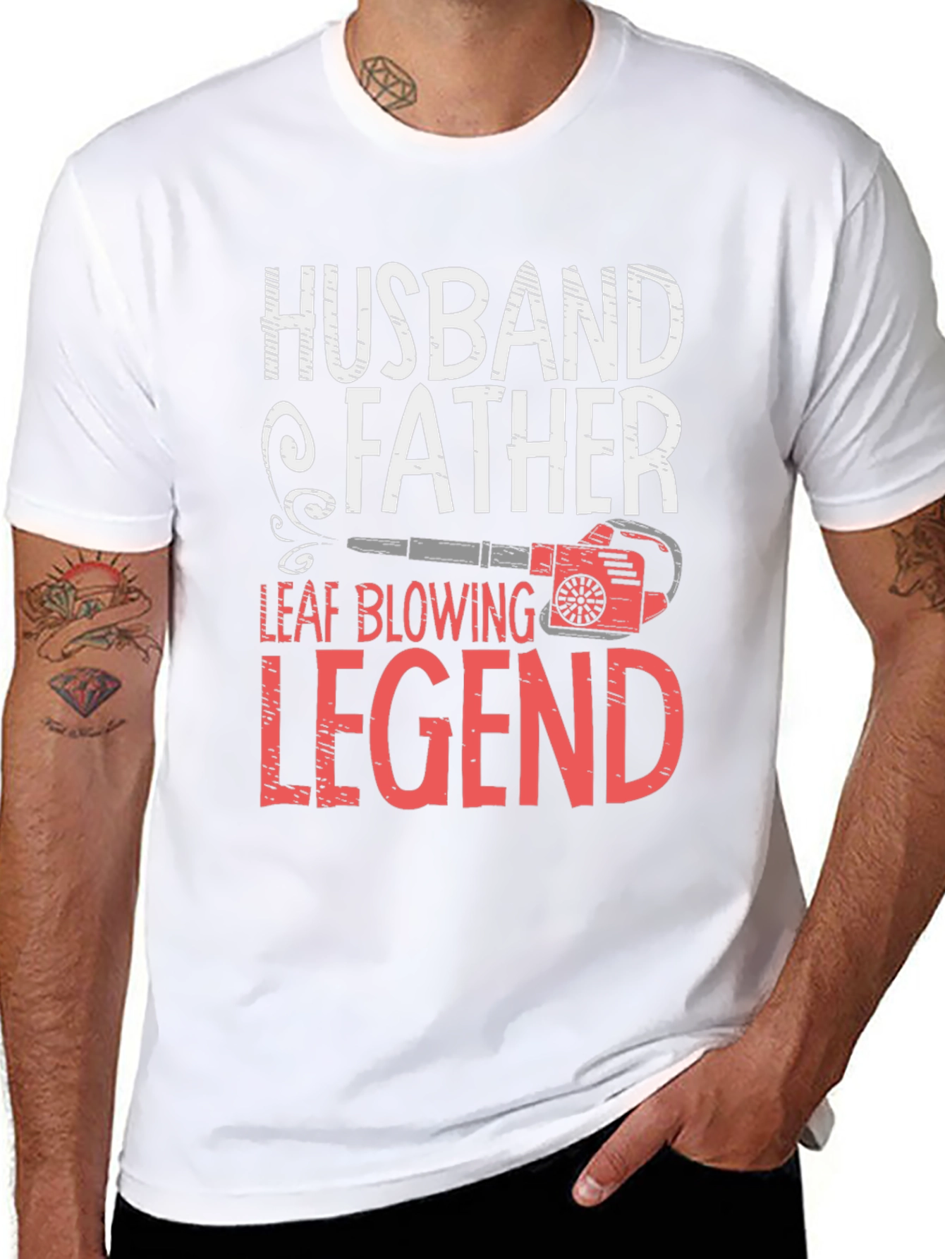 Camiseta Hombre: Husband Father Leaf Blowing Legend