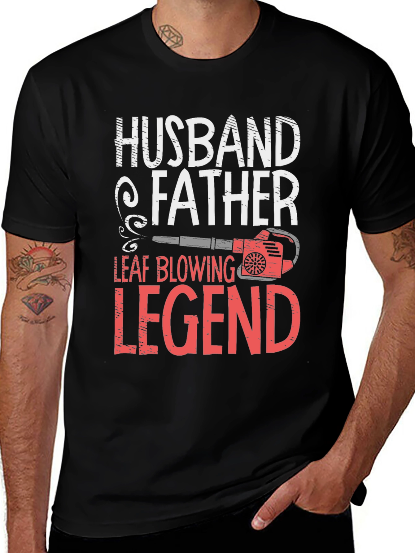 Camiseta Hombre: Husband Father Leaf Blowing Legend