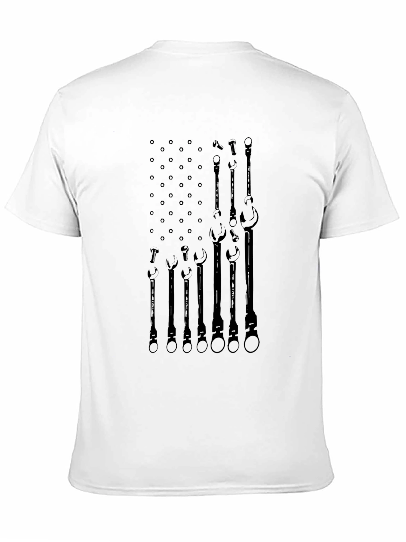 Camiseta Negra Bandera Americana Herramientas Mecánico