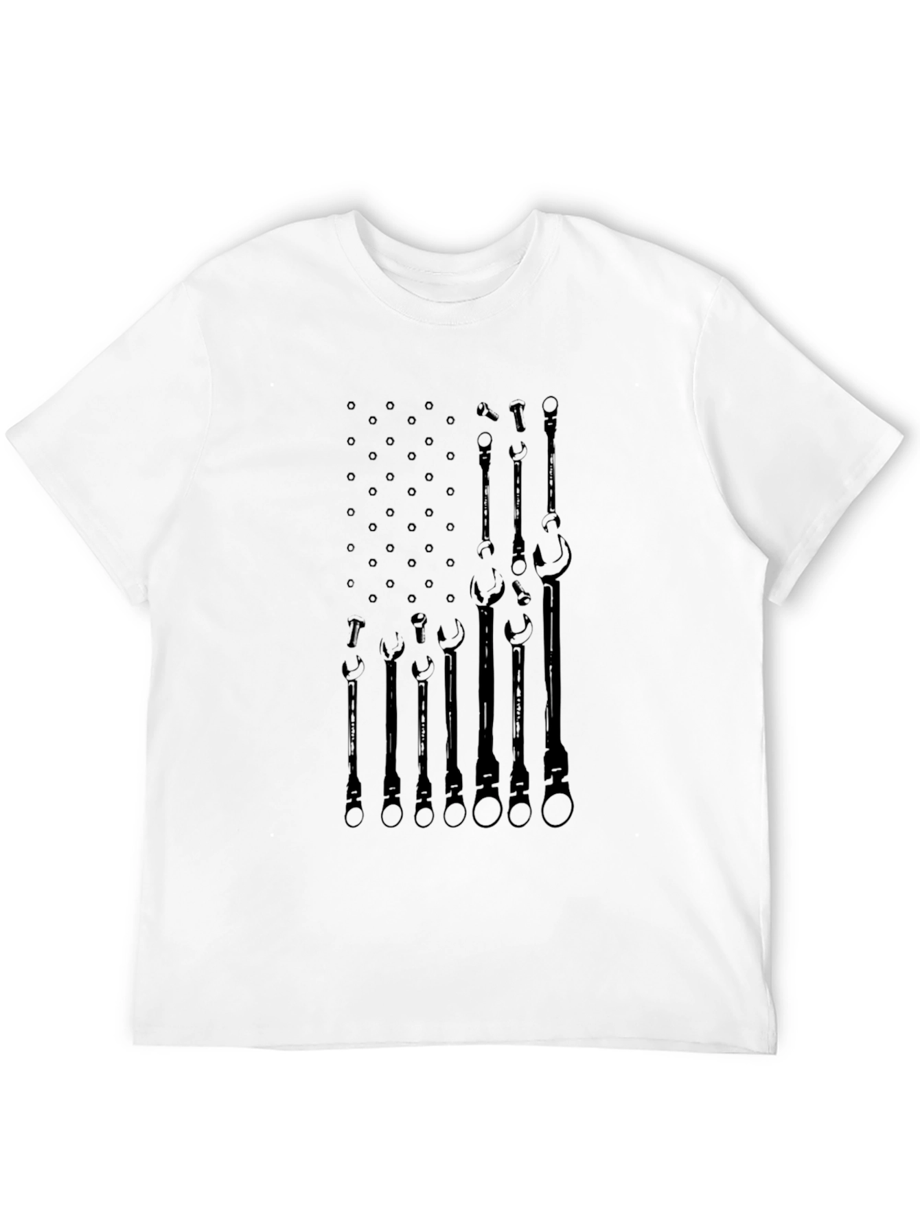 Camiseta Negra Bandera Americana Herramientas Mecánico