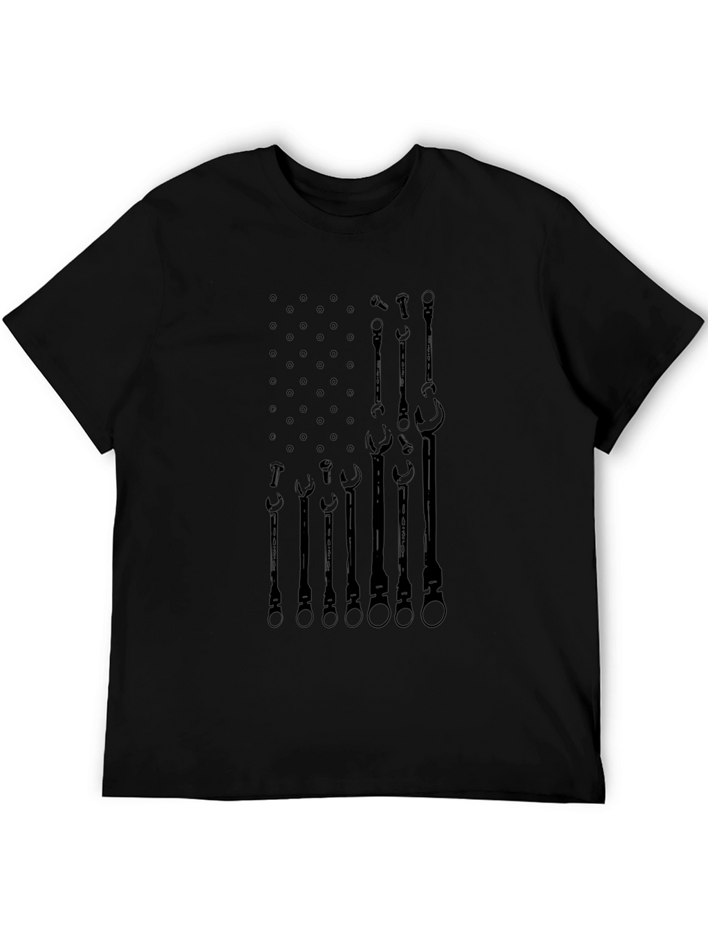 Camiseta Negra Bandera Americana Herramientas Mecánico