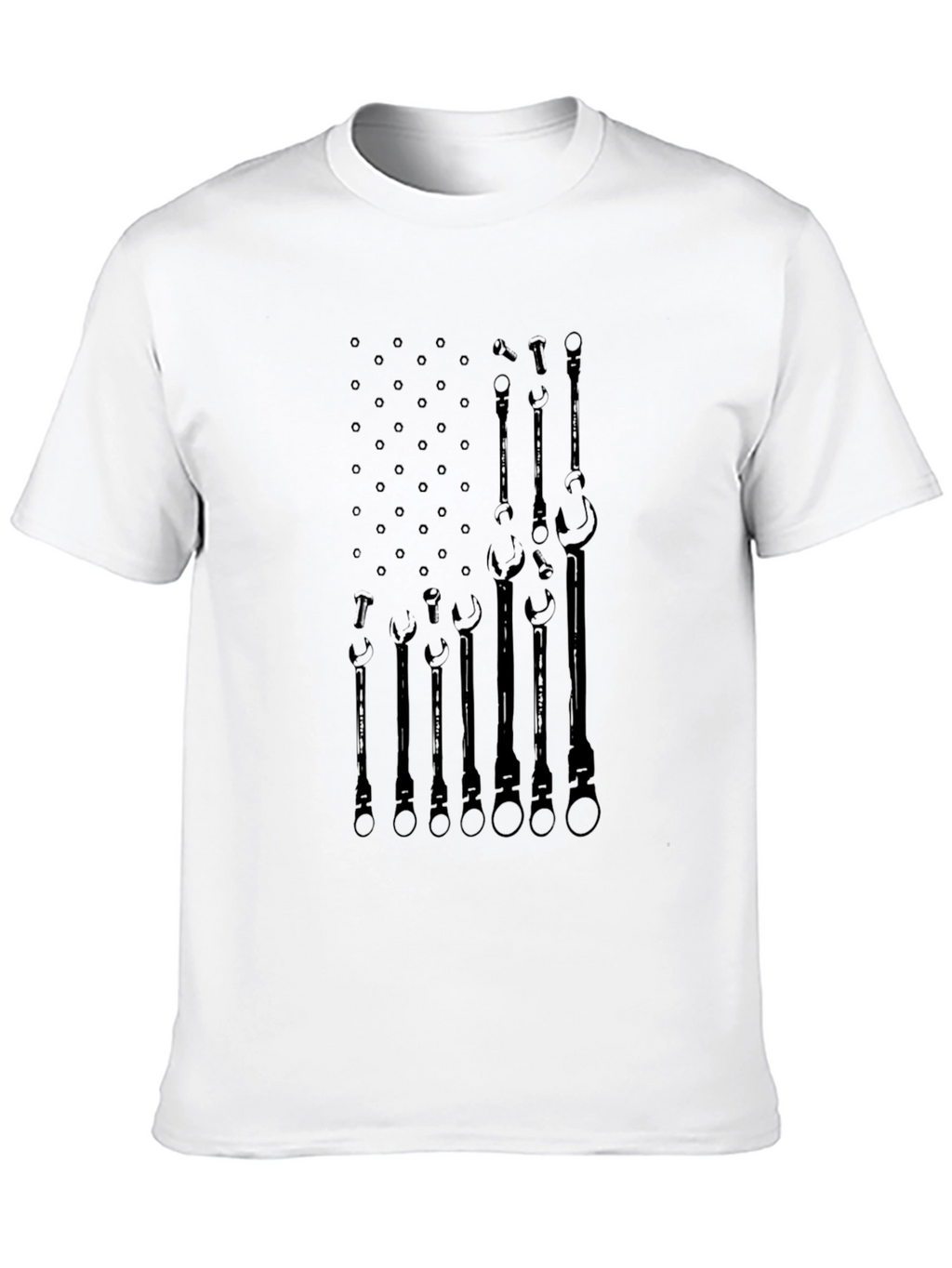 Camiseta Negra Bandera Americana Herramientas Mecánico
