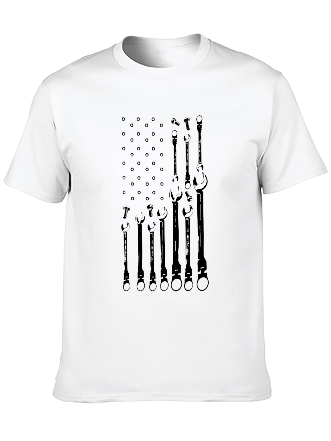 Camiseta Negra Bandera Americana Herramientas Mecánico