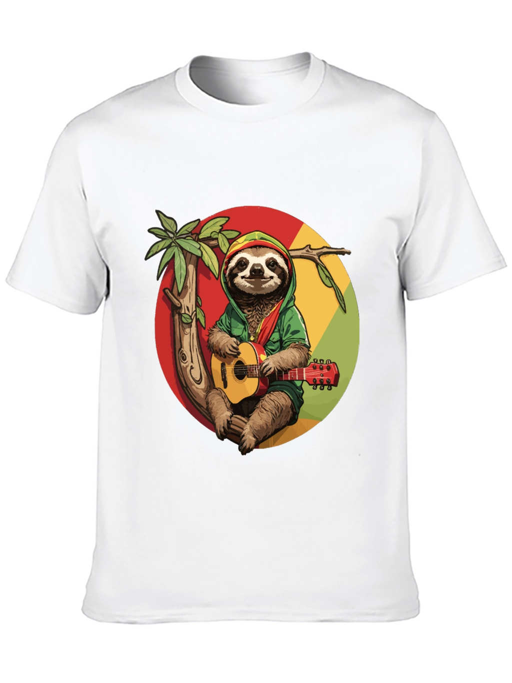Camiseta Negra con Diseño de Perezoso Reggae