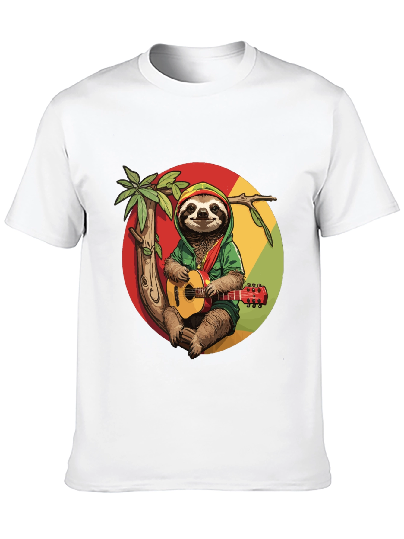 Camiseta Negra con Diseño de Perezoso Reggae