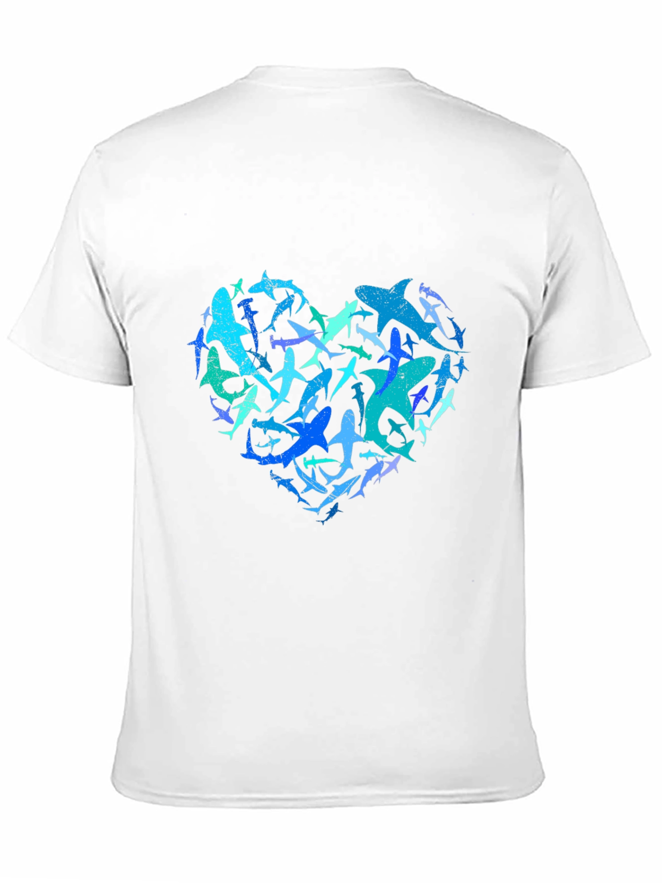 Camiseta Hombre Negra Corazón de Tiburones