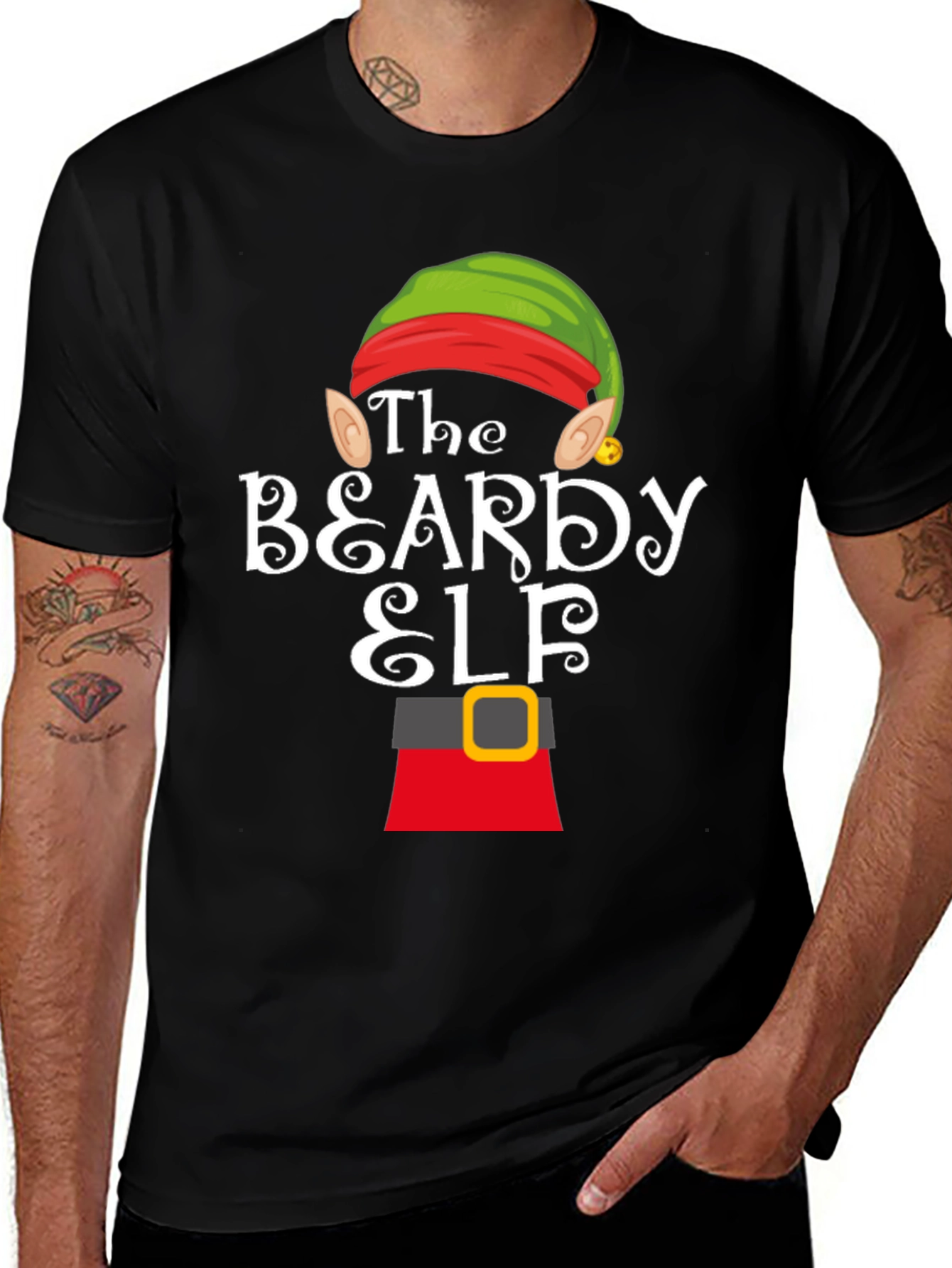 Camiseta Elfo Barbudo Navideña para Hombre