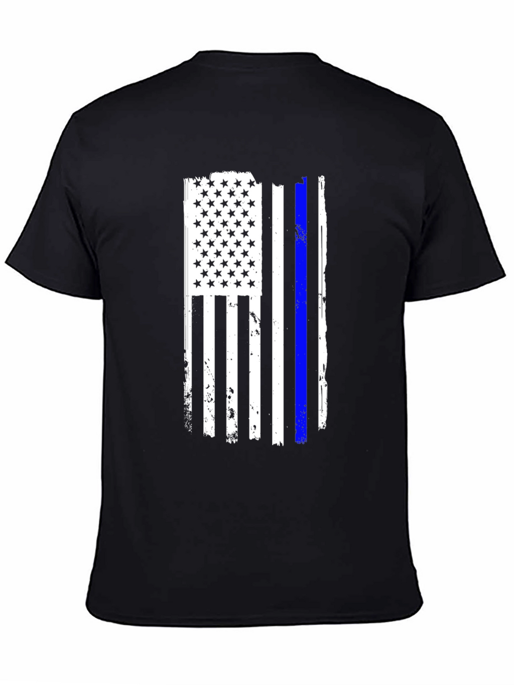 Camiseta Negra Bandera USA Línea Azul