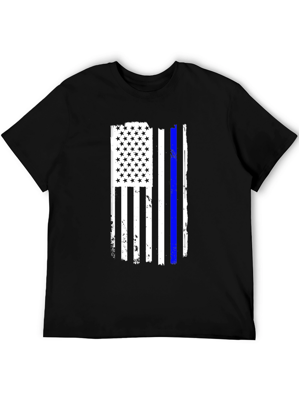 Camiseta Negra Bandera USA Línea Azul