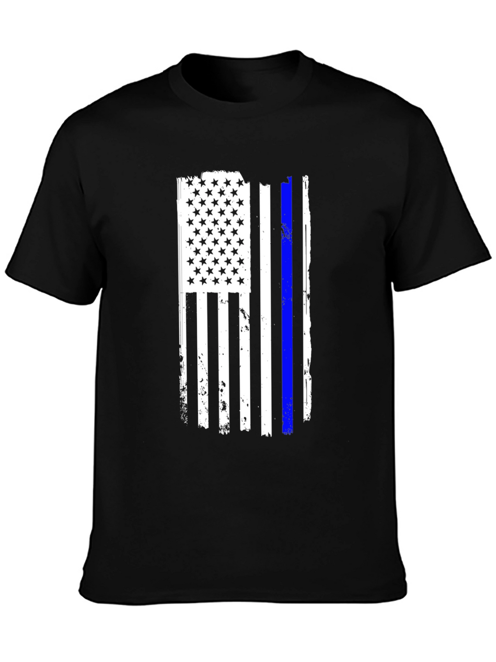 Camiseta Negra Bandera USA Línea Azul