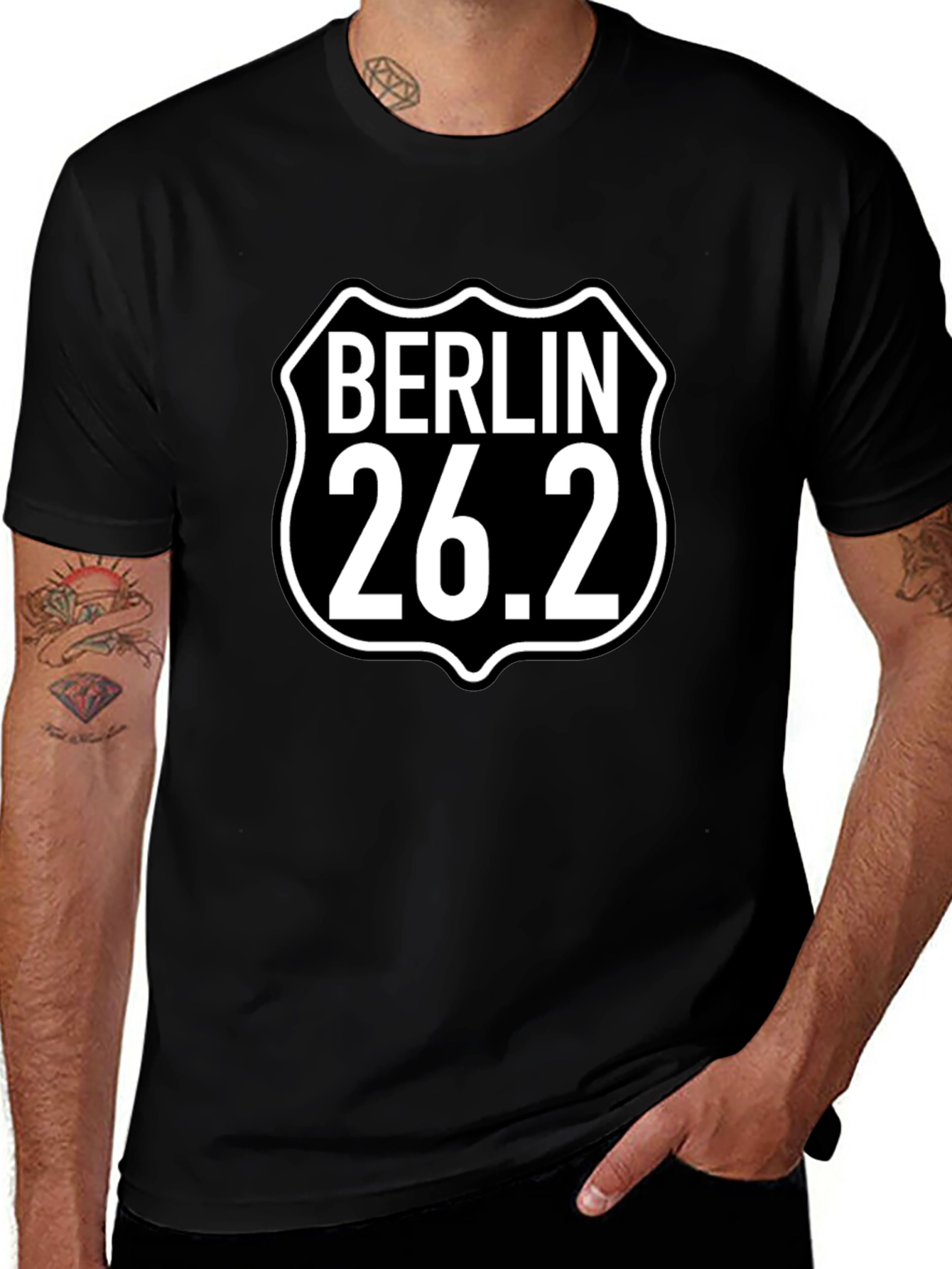 Camiseta Negra Berlín 26.2 para Corredores