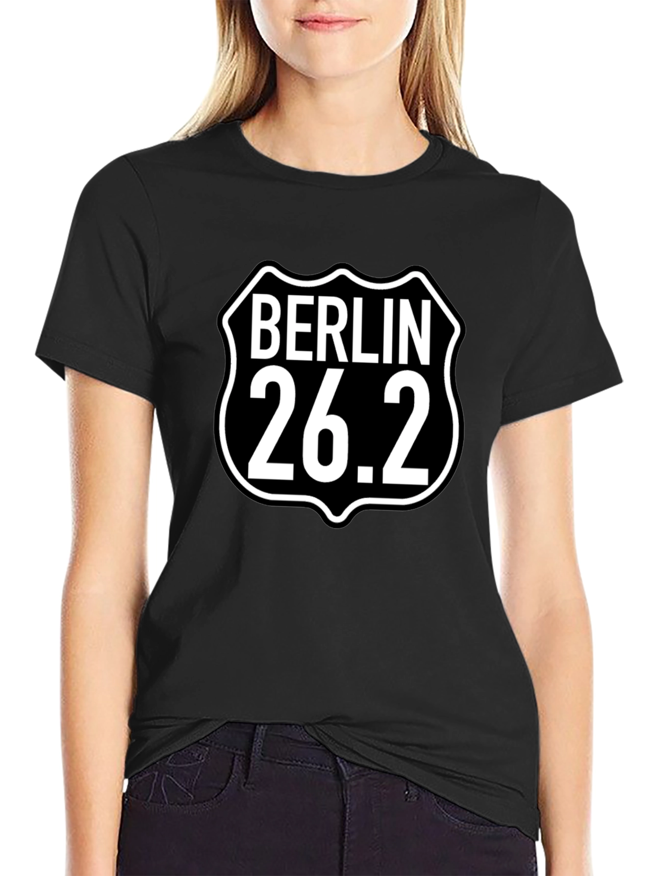 Camiseta Negra Berlín 26.2 para Corredores