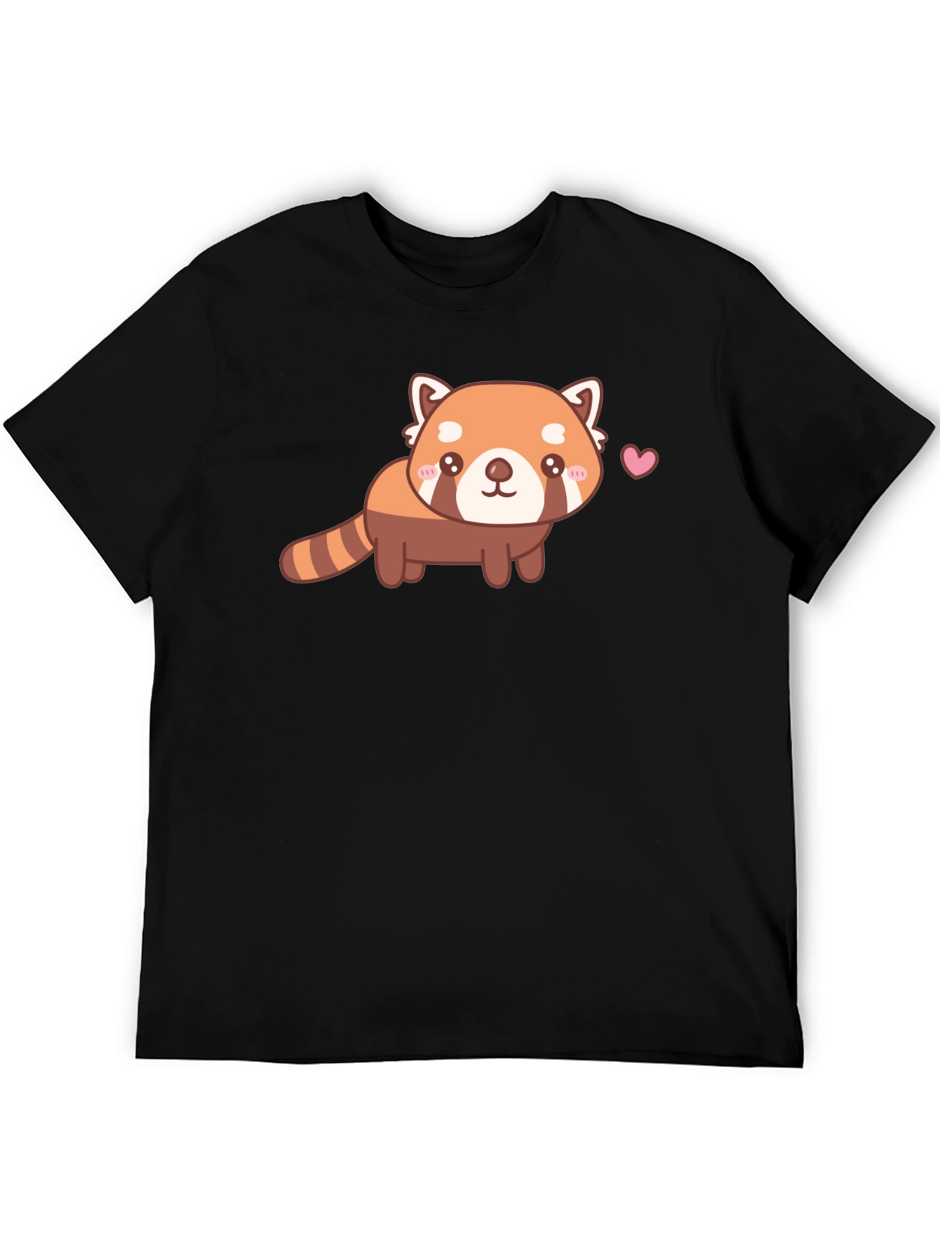 Camiseta Negra con Adorable Panda Rojo