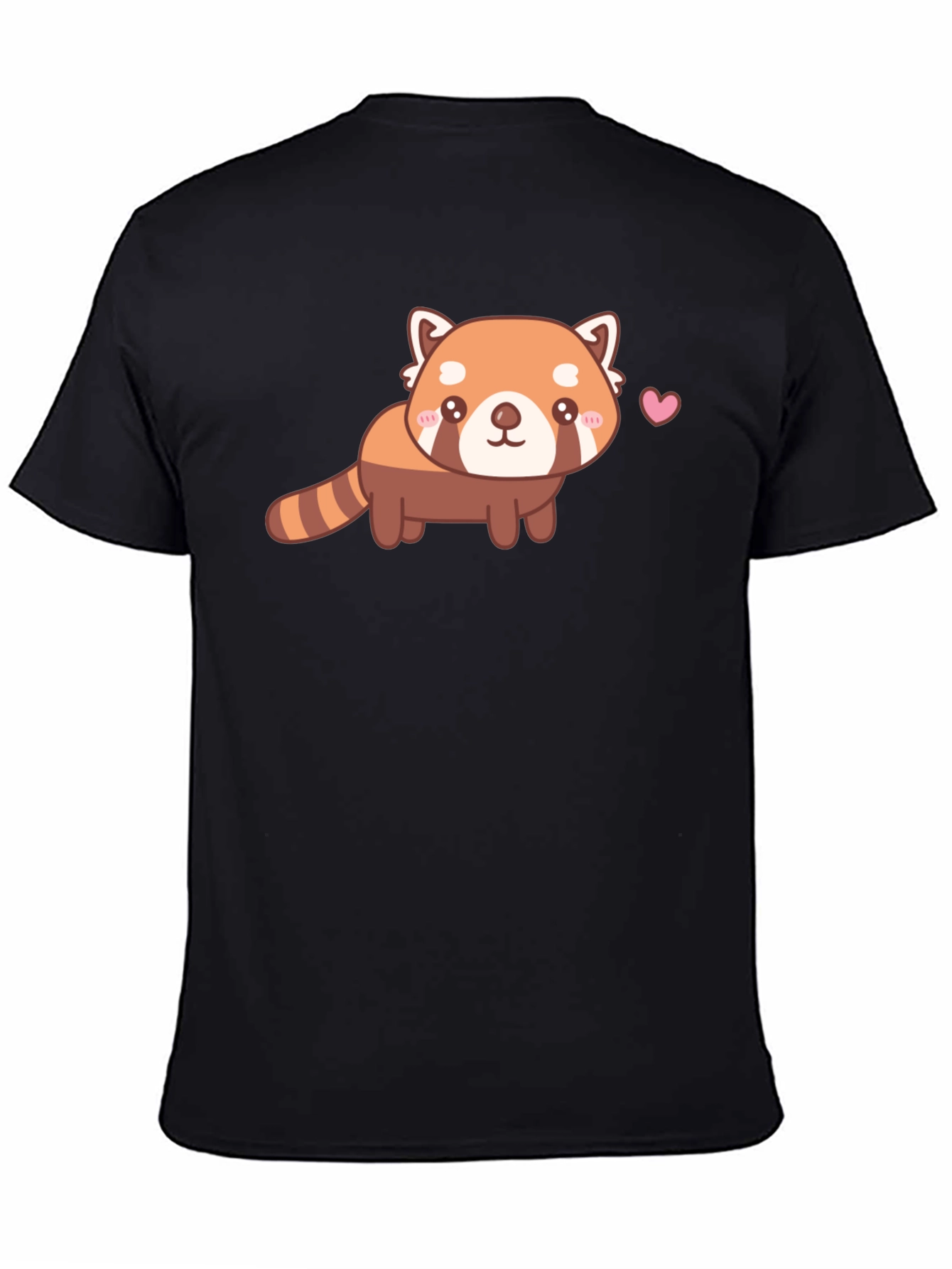 Camiseta Negra con Adorable Panda Rojo