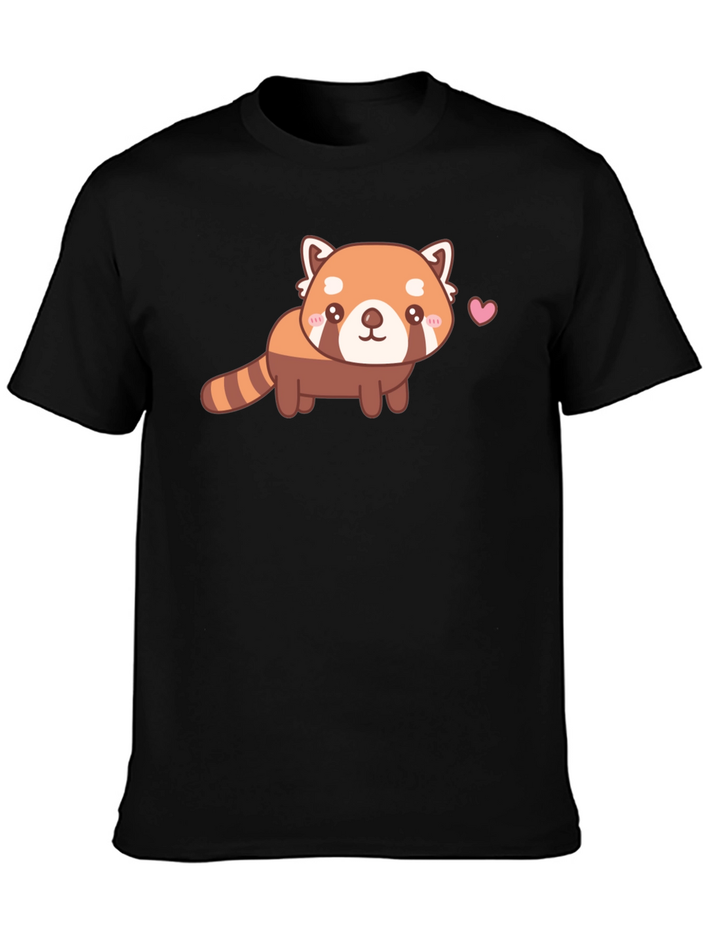 Camiseta Negra con Adorable Panda Rojo