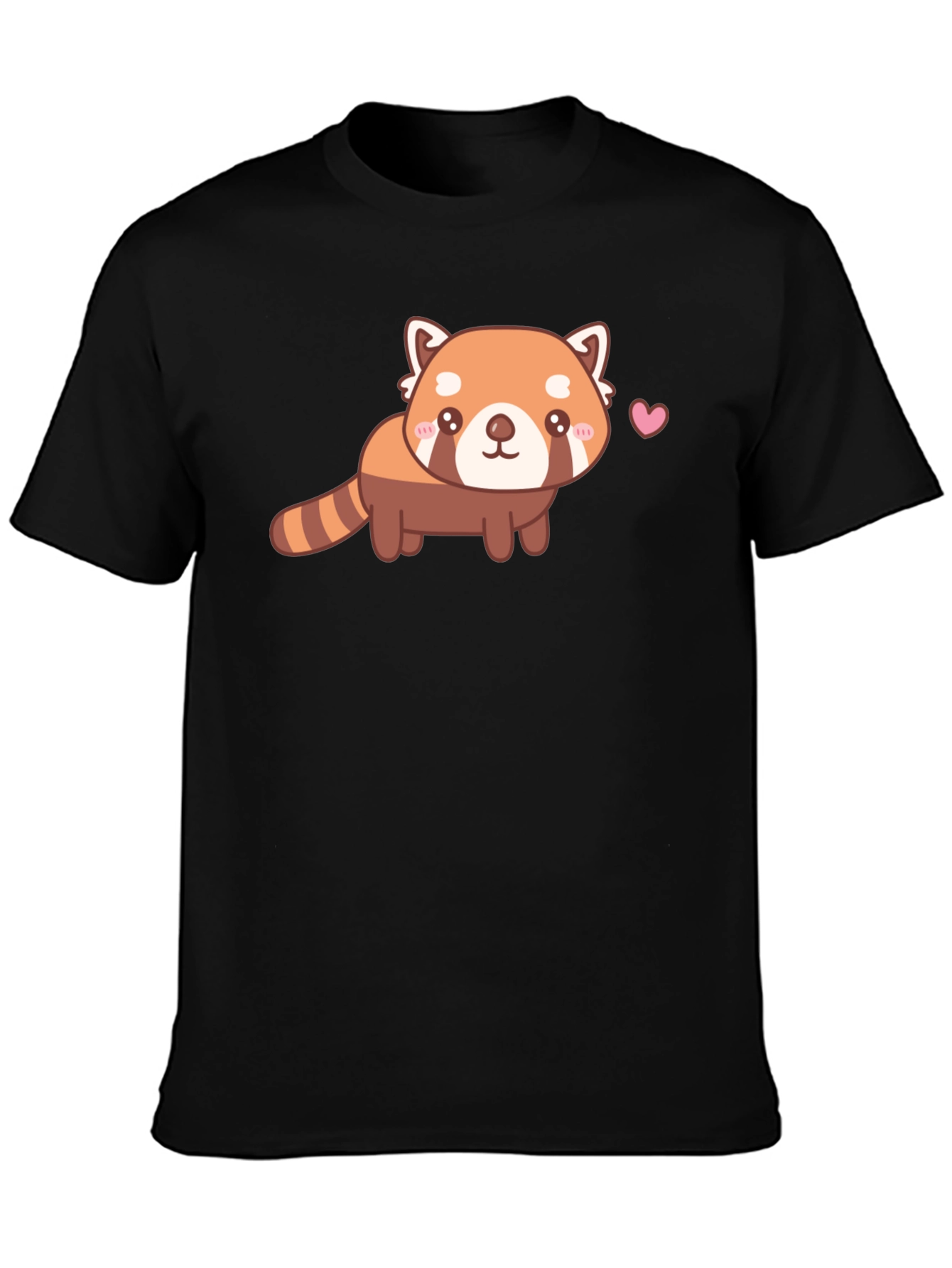 Camiseta Negra con Adorable Panda Rojo