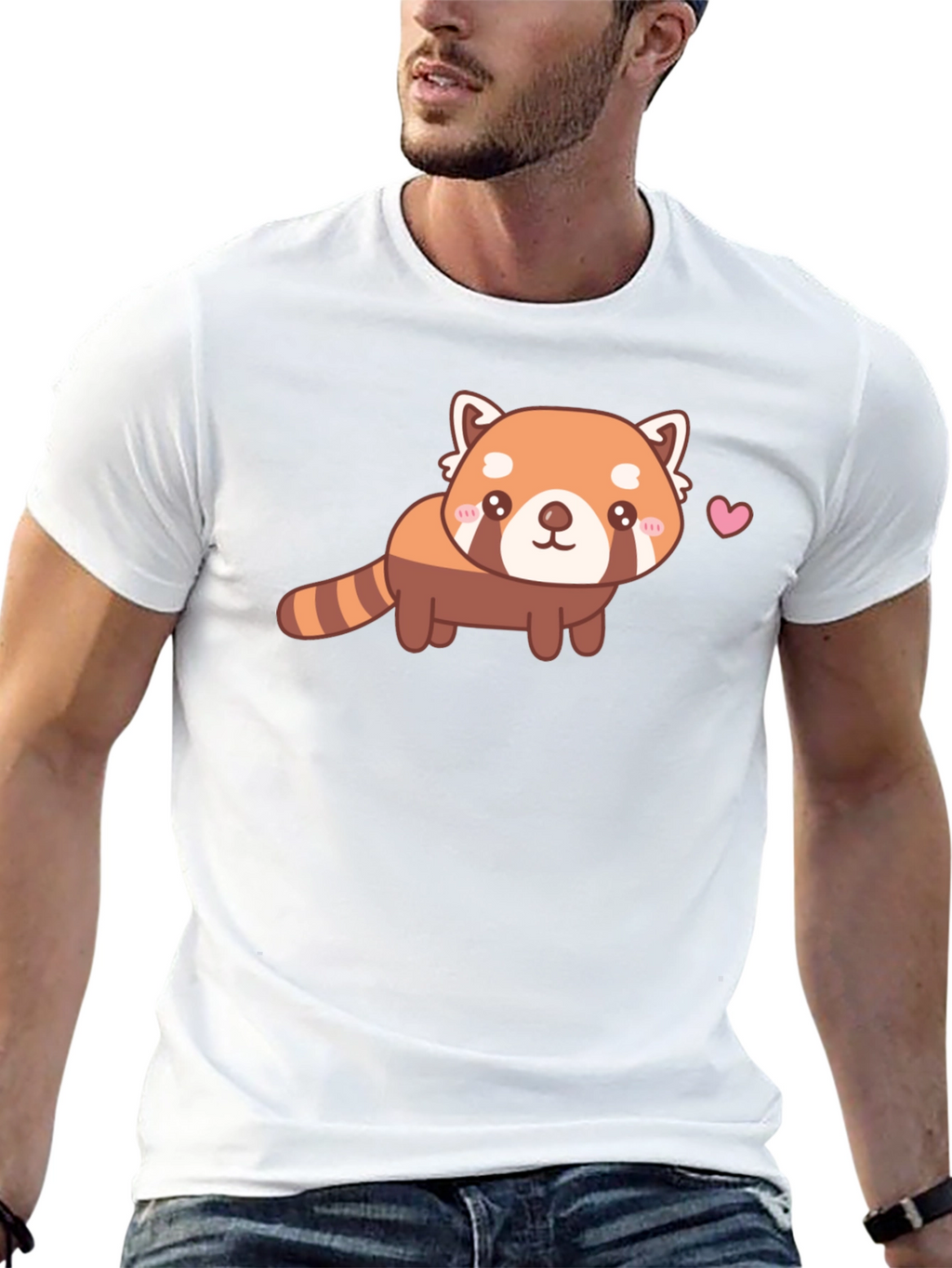 Camiseta Negra con Adorable Panda Rojo