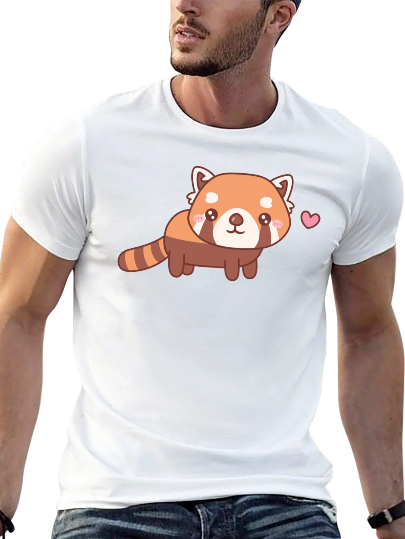 Camiseta Negra con Adorable Panda Rojo