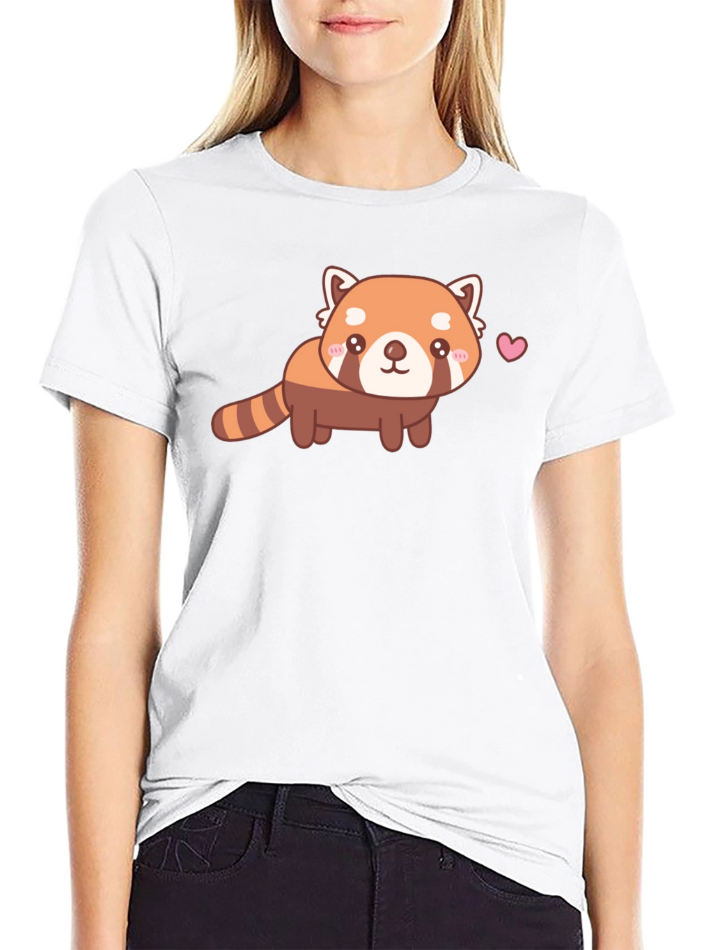 Camiseta Negra con Adorable Panda Rojo
