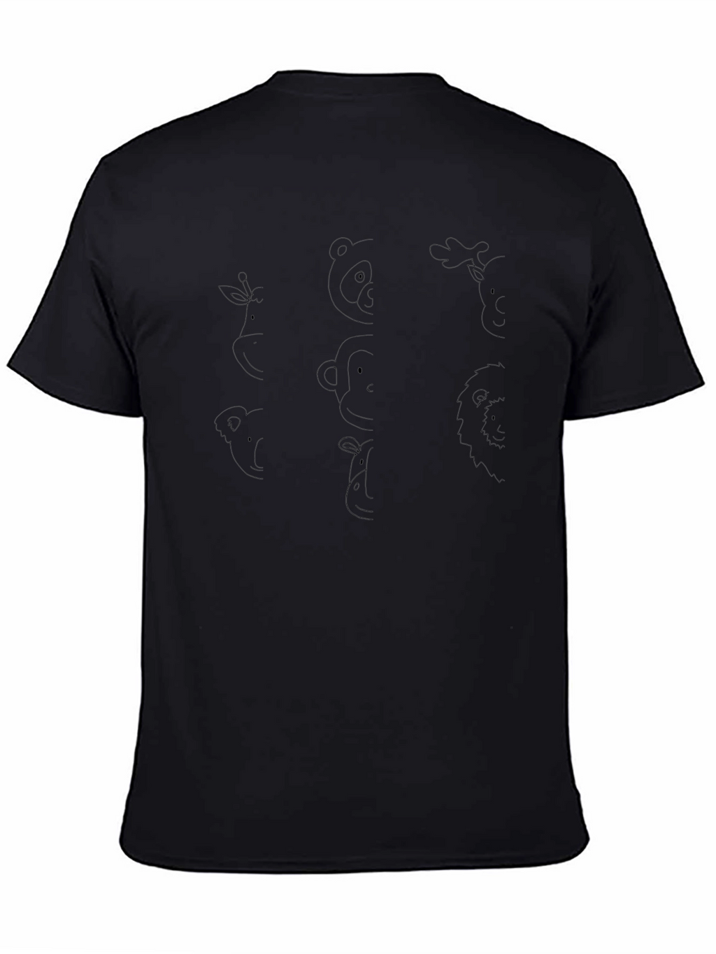 Camiseta Negra Animales Silueta Hombre Casual
