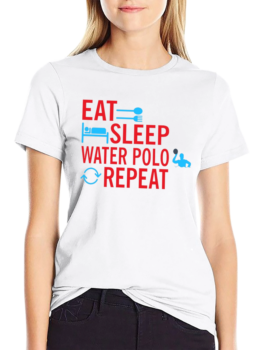 Camiseta Negra Eat Sleep Water Polo Repeat