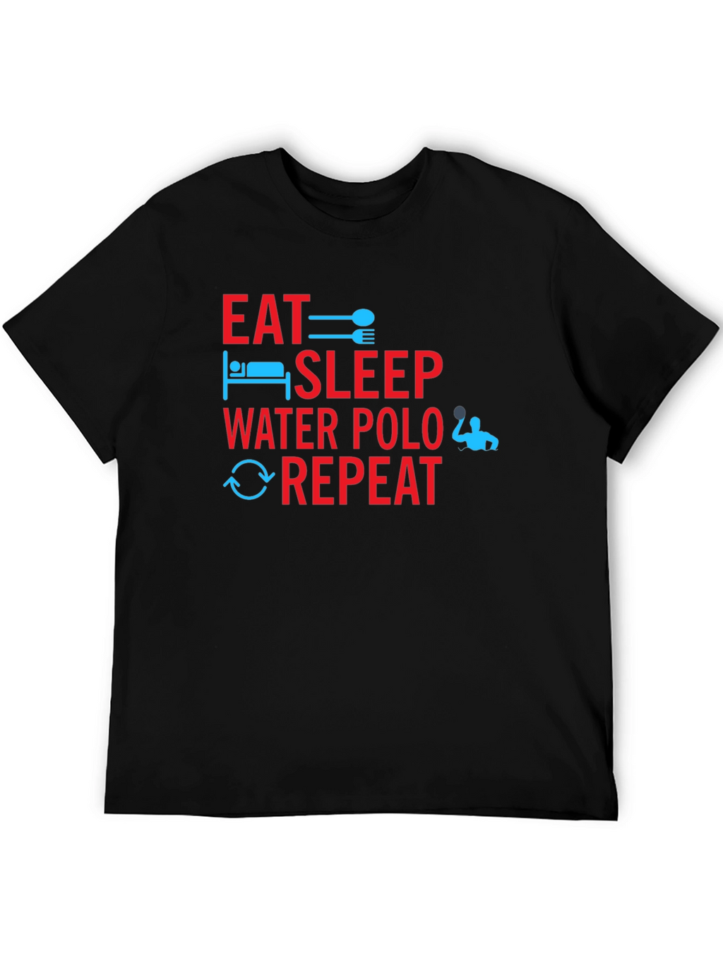 Camiseta Negra Eat Sleep Water Polo Repeat