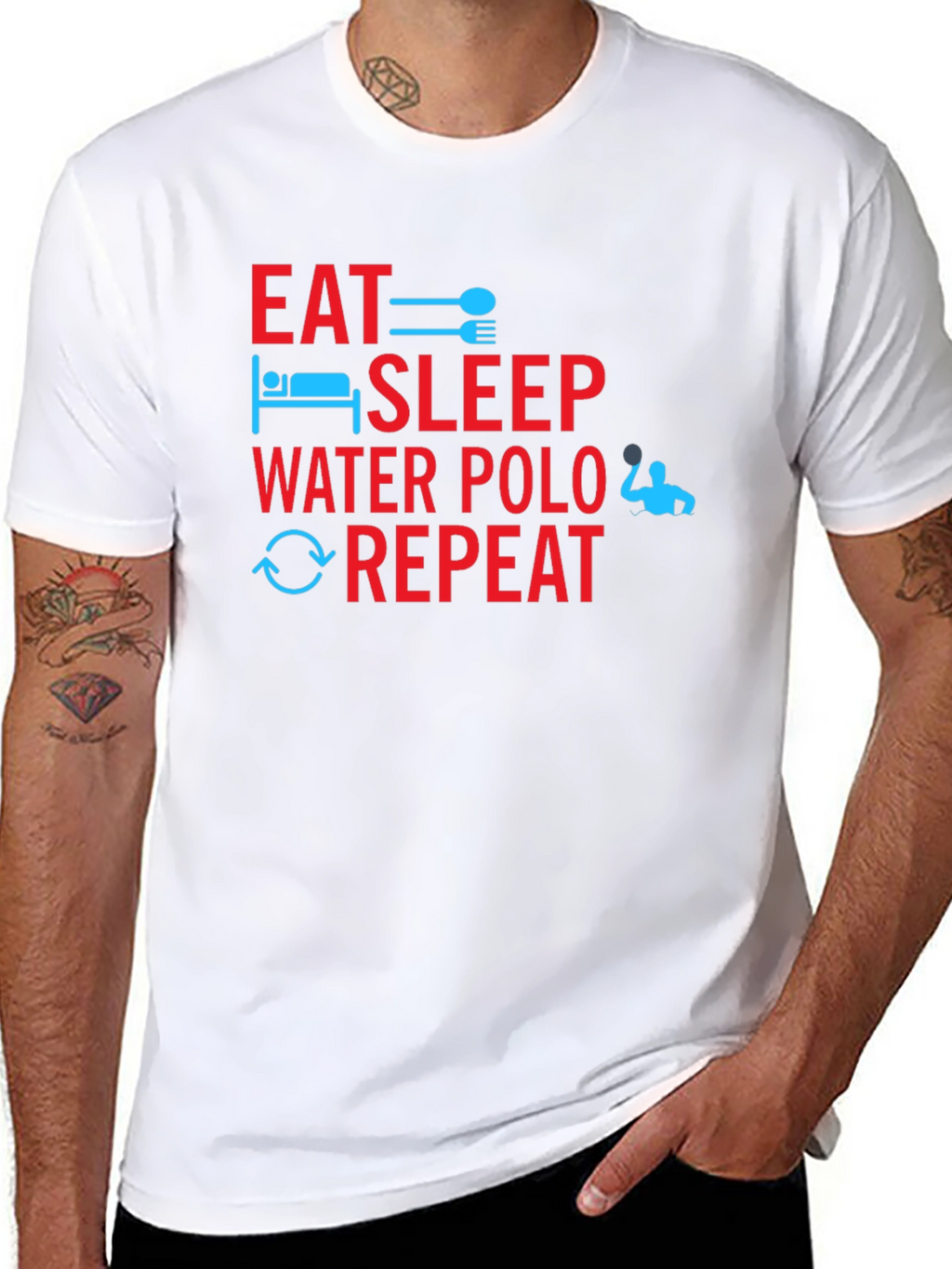 Camiseta Negra Eat Sleep Water Polo Repeat