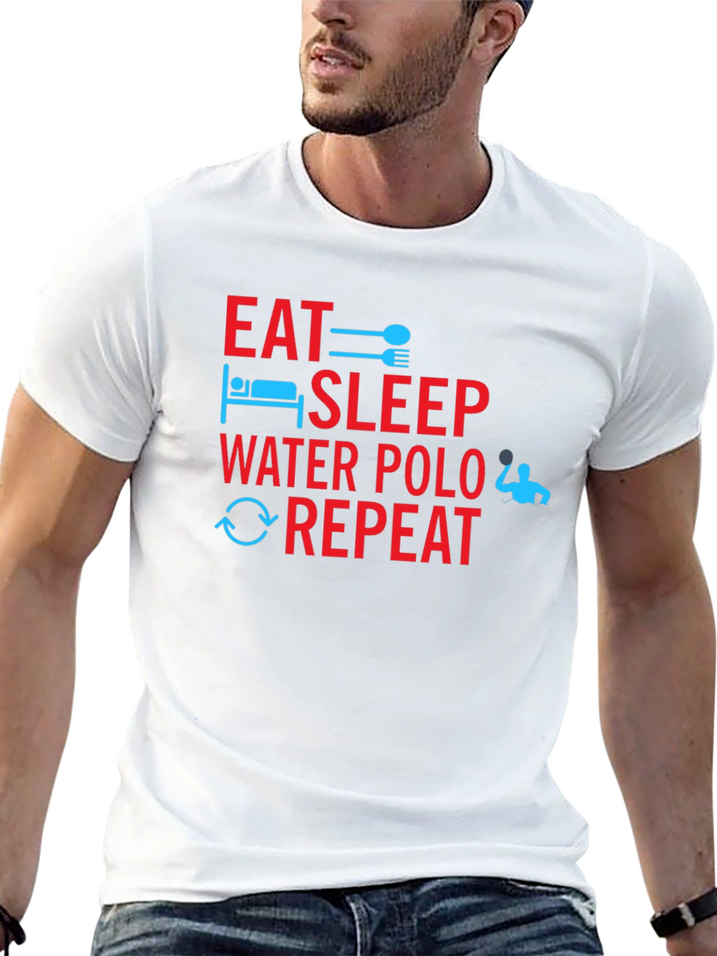 Camiseta Negra Eat Sleep Water Polo Repeat