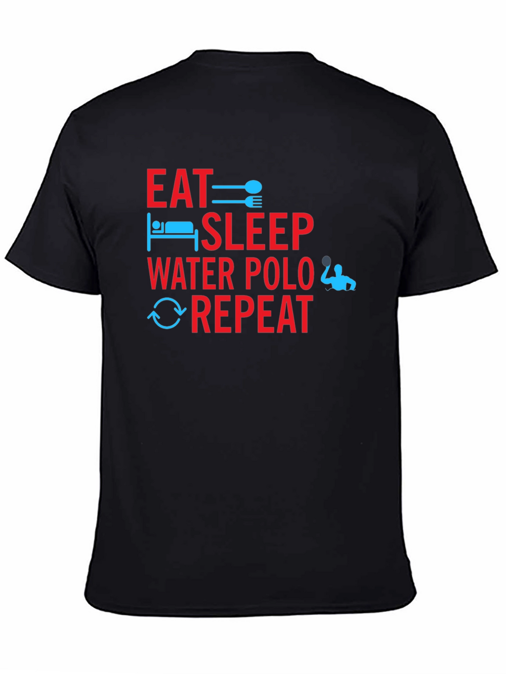 Camiseta Negra Eat Sleep Water Polo Repeat