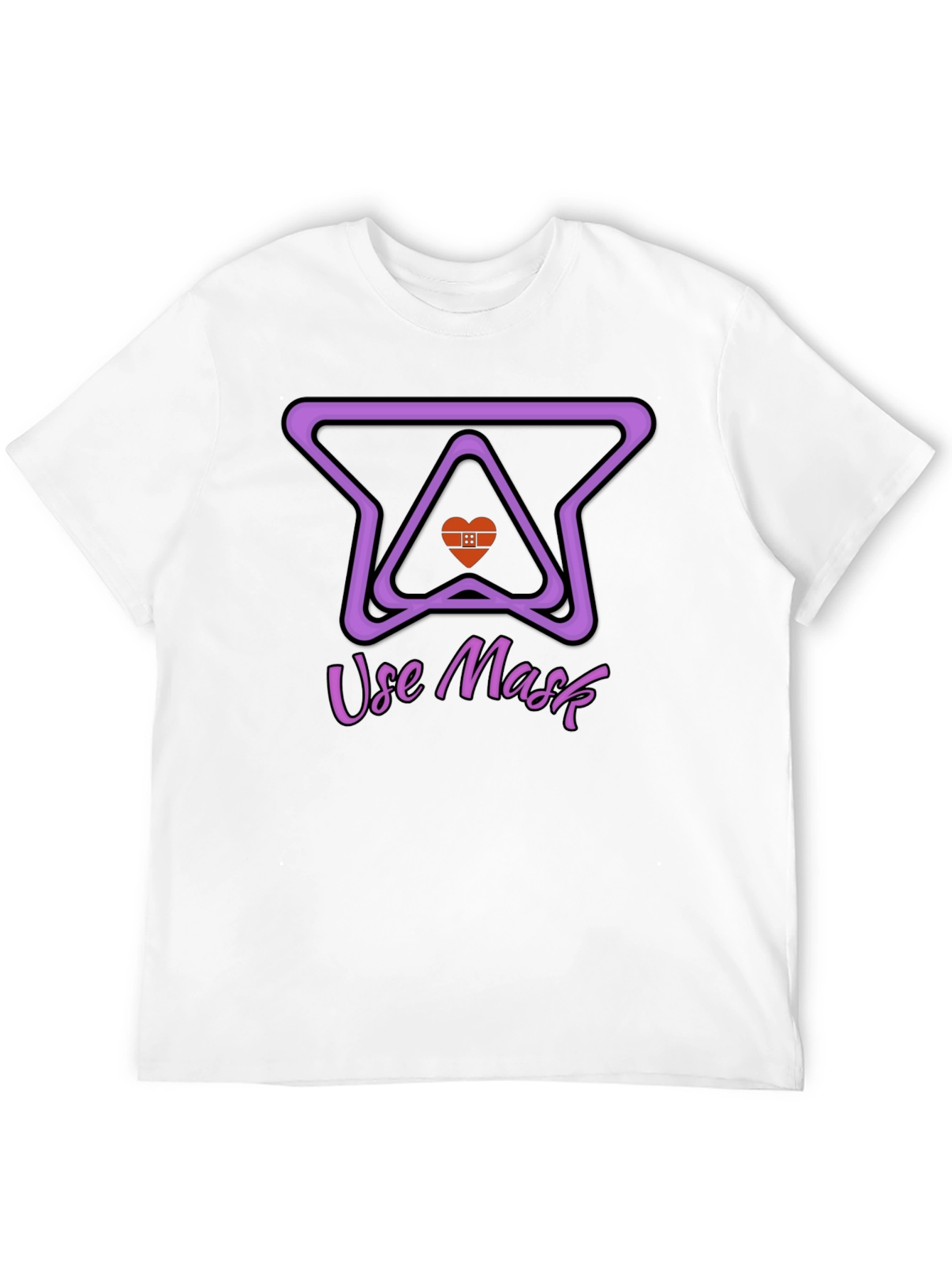 Camiseta Negra con Diseño de Mascarilla y Corazón