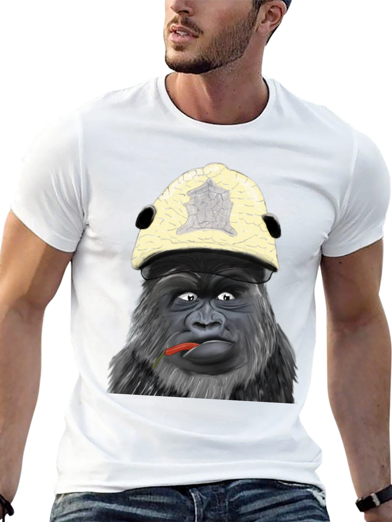Camiseta Hombre Diseño Gorila con Gorro
