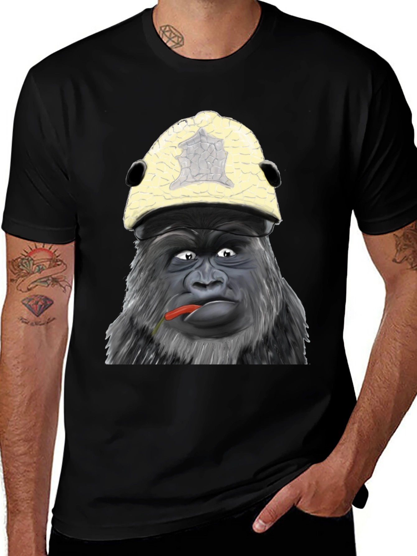 Camiseta Hombre Diseño Gorila con Gorro