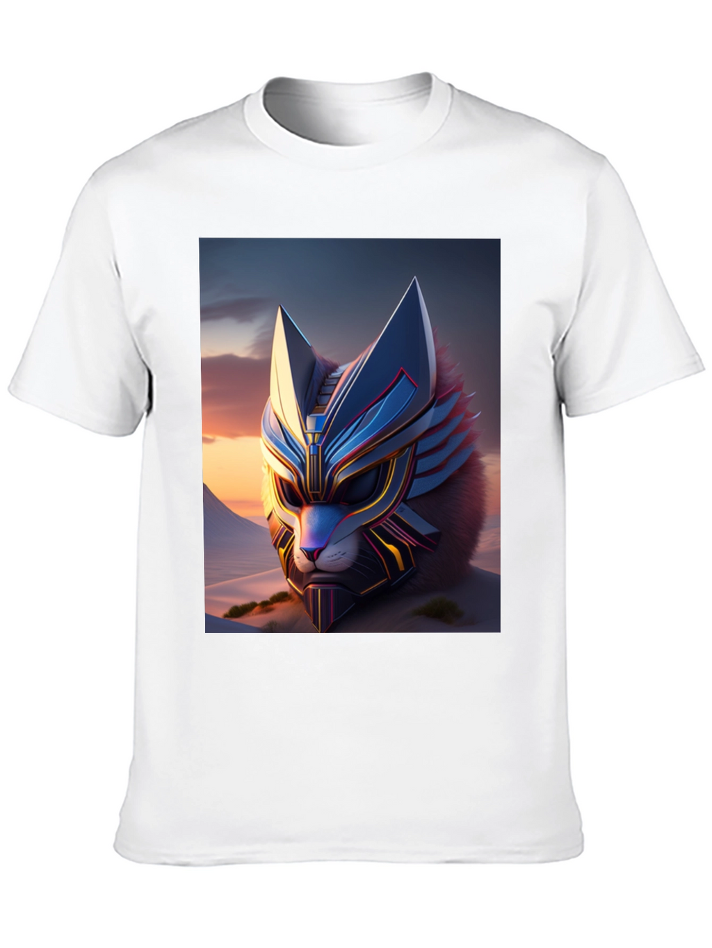 Camiseta Negra con Diseño de Gato Cibernético