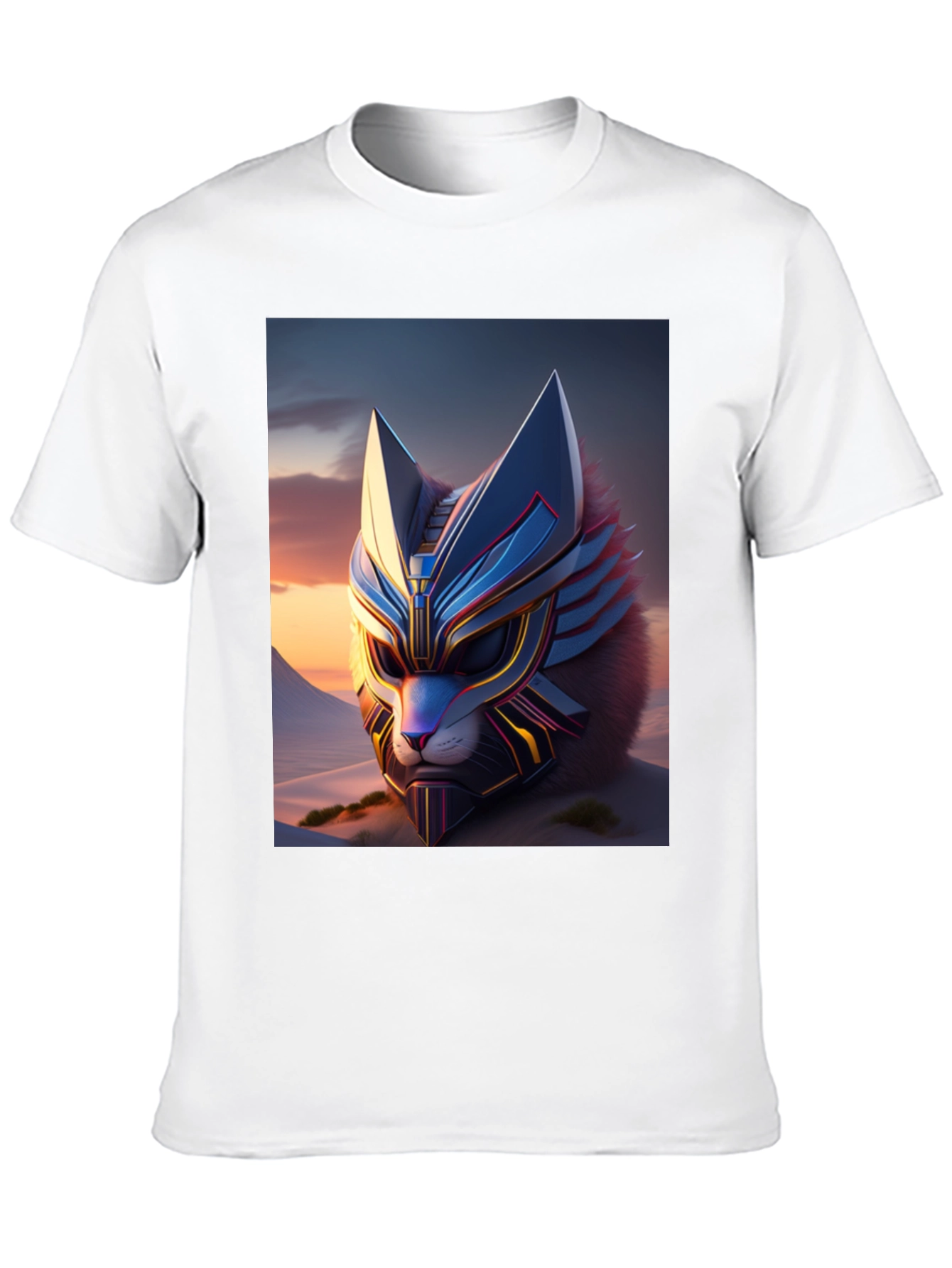 Camiseta Negra con Diseño de Gato Cibernético