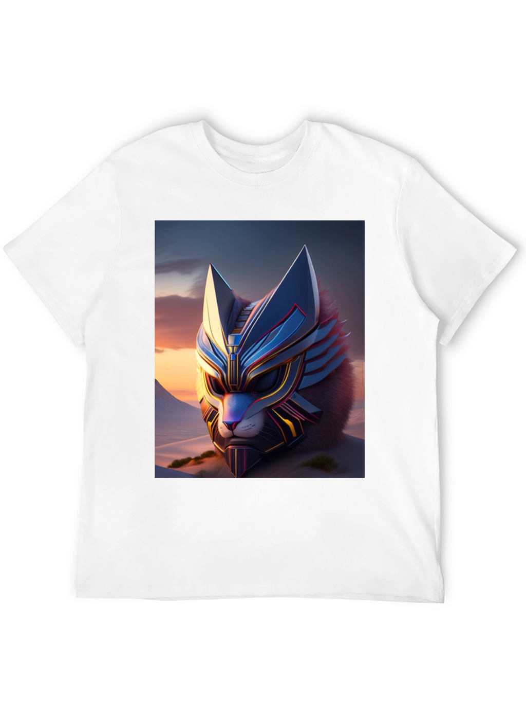 Camiseta Negra con Diseño de Gato Cibernético