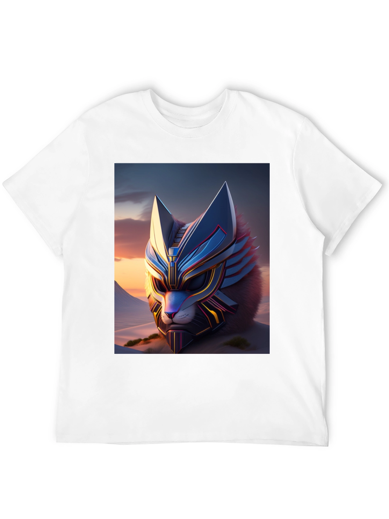 Camiseta Negra con Diseño de Gato Cibernético