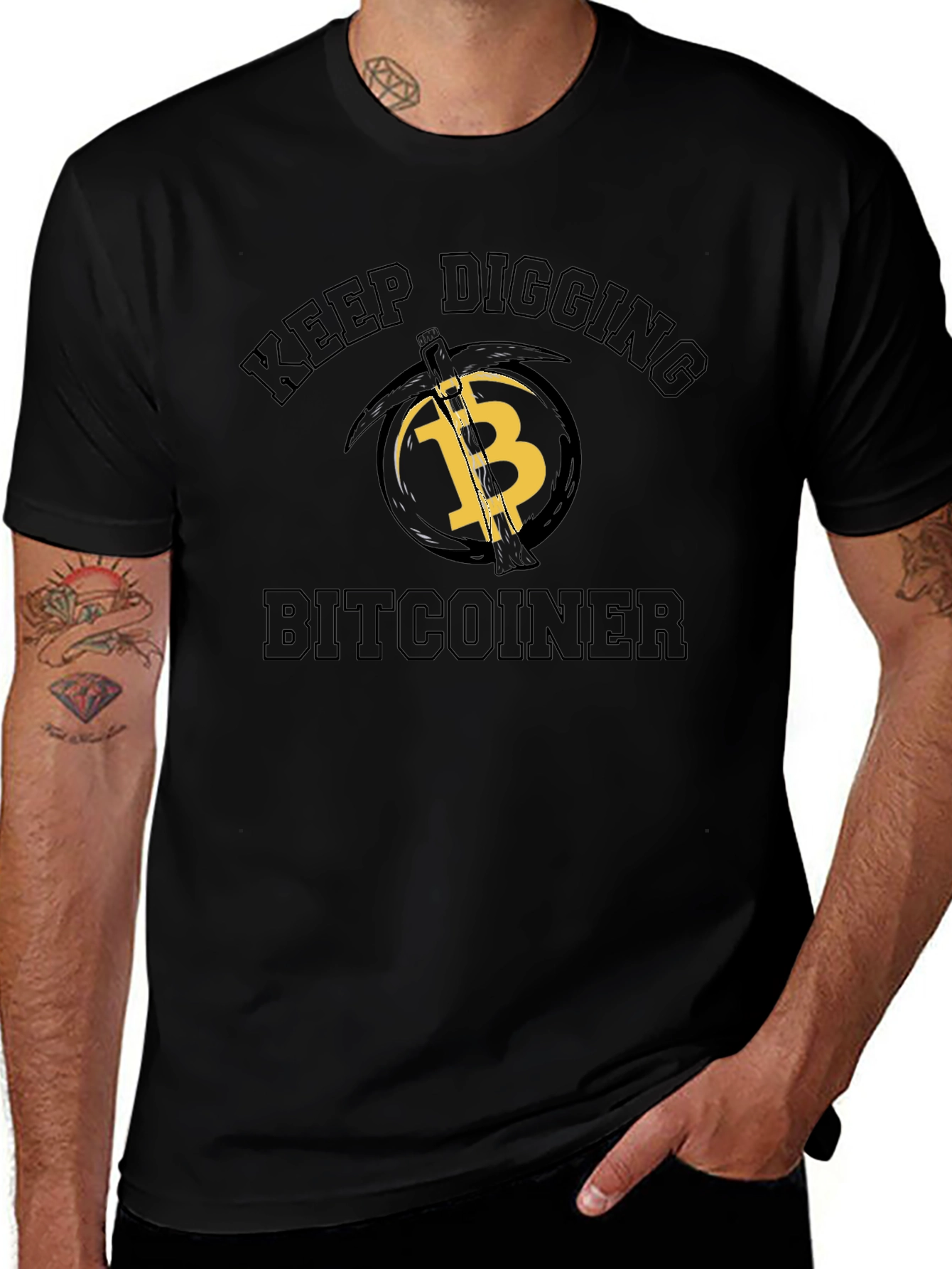 Camiseta Hombre Bitcoin Keep Digging - Negra