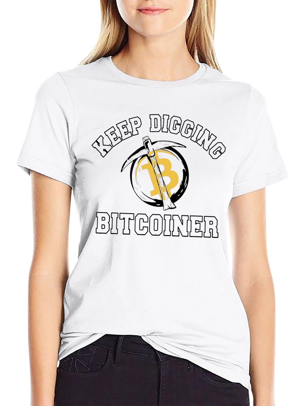 Camiseta Hombre Bitcoin Keep Digging - Negra