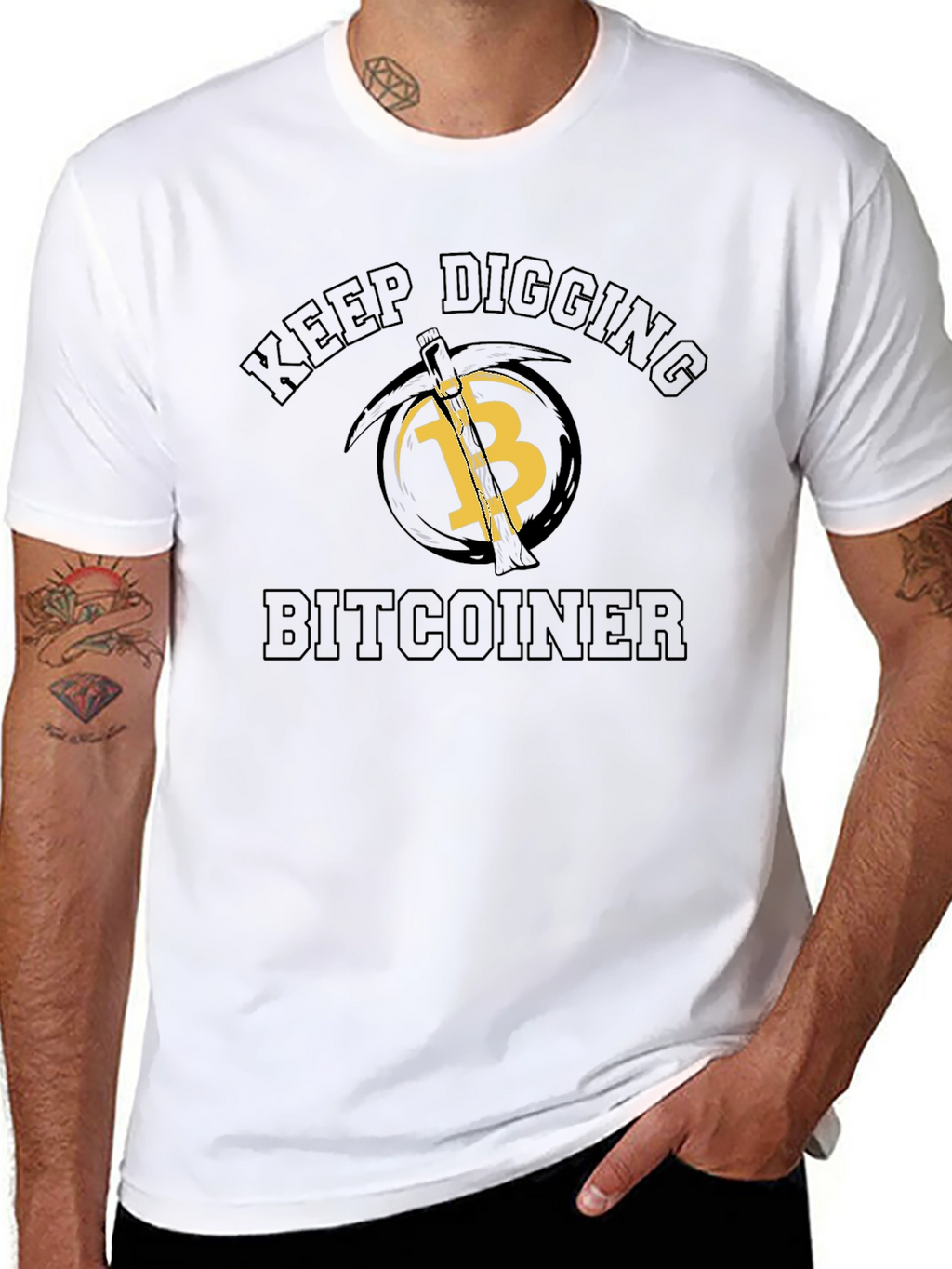 Camiseta Hombre Bitcoin Keep Digging - Negra