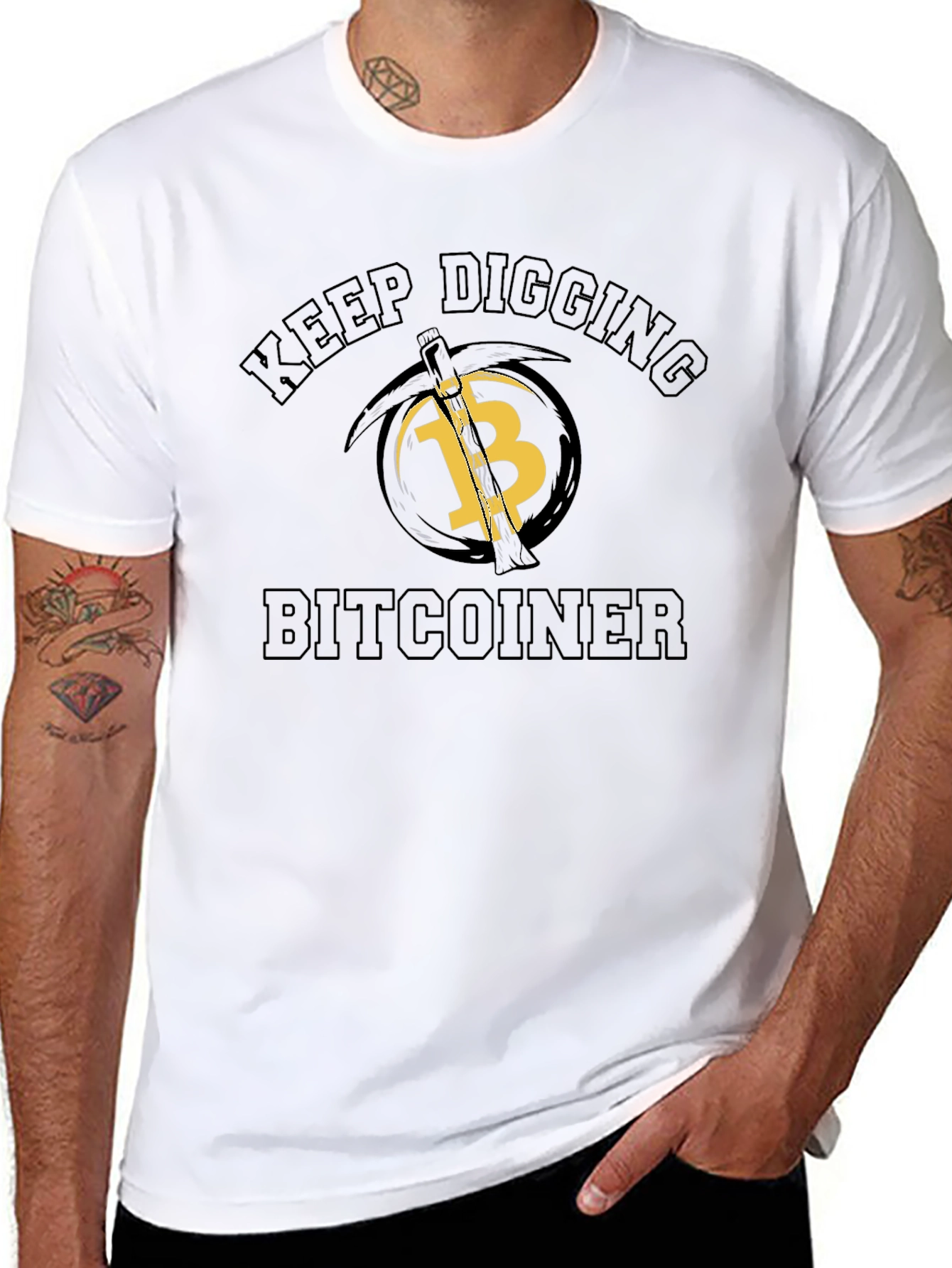 Camiseta Hombre Bitcoin Keep Digging - Negra